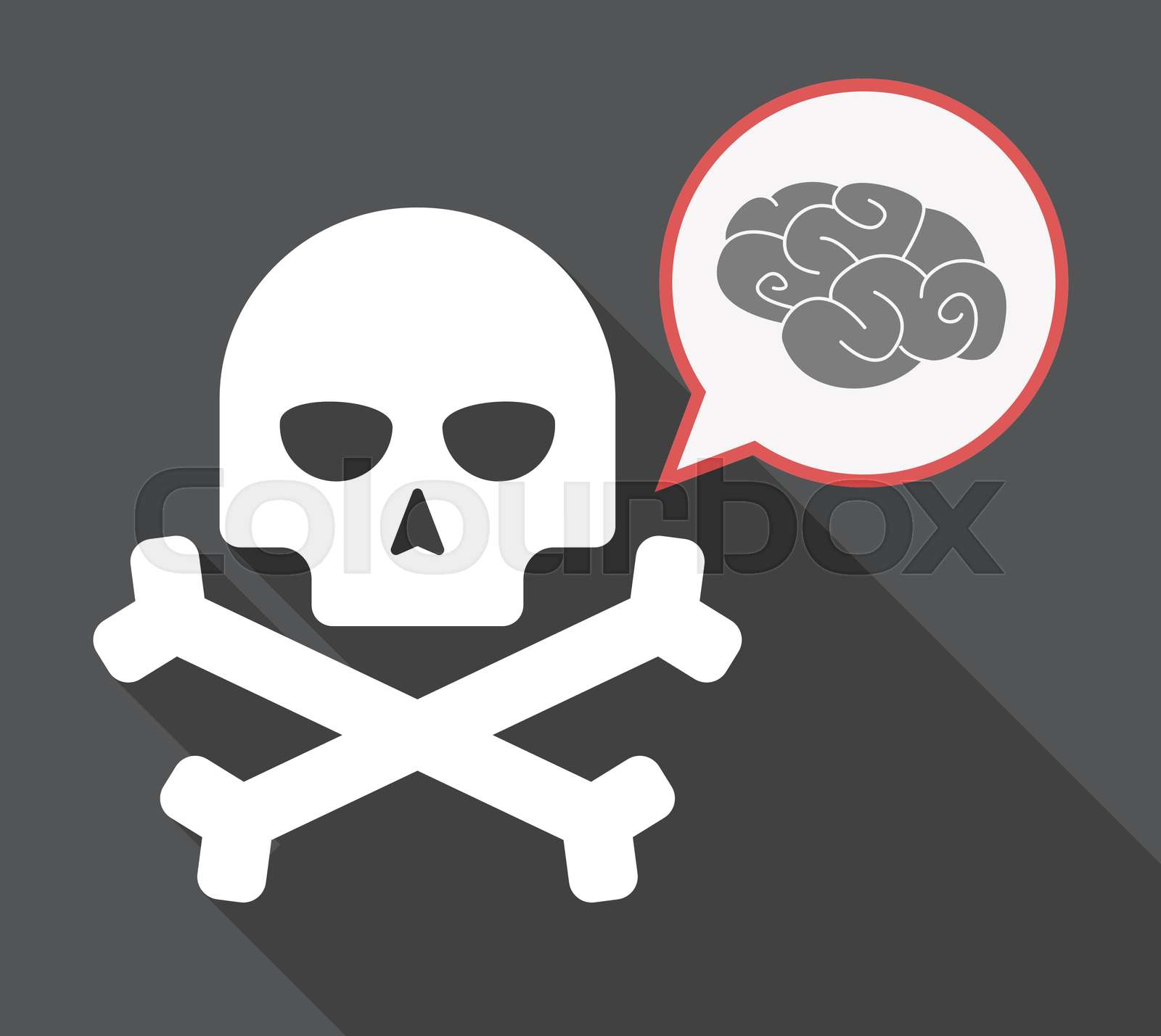 Long shadow skull with a brain Stock vector Colourbox