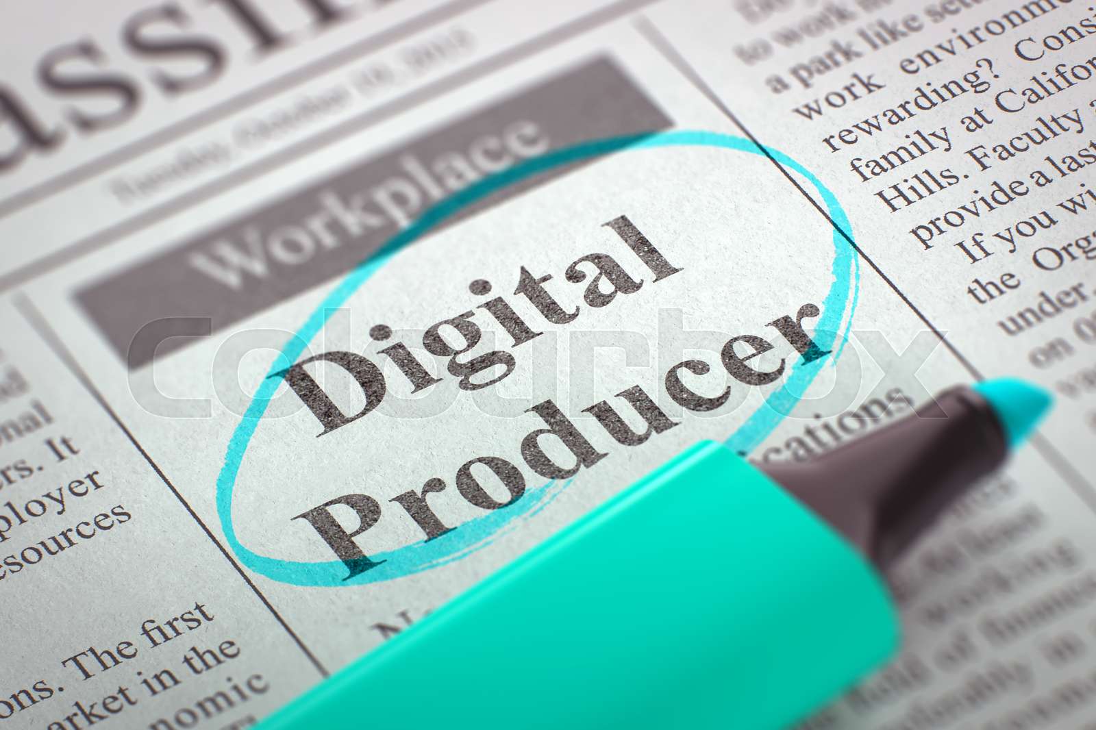 Digital Producer Wanted. 3D. Stock image Colourbox