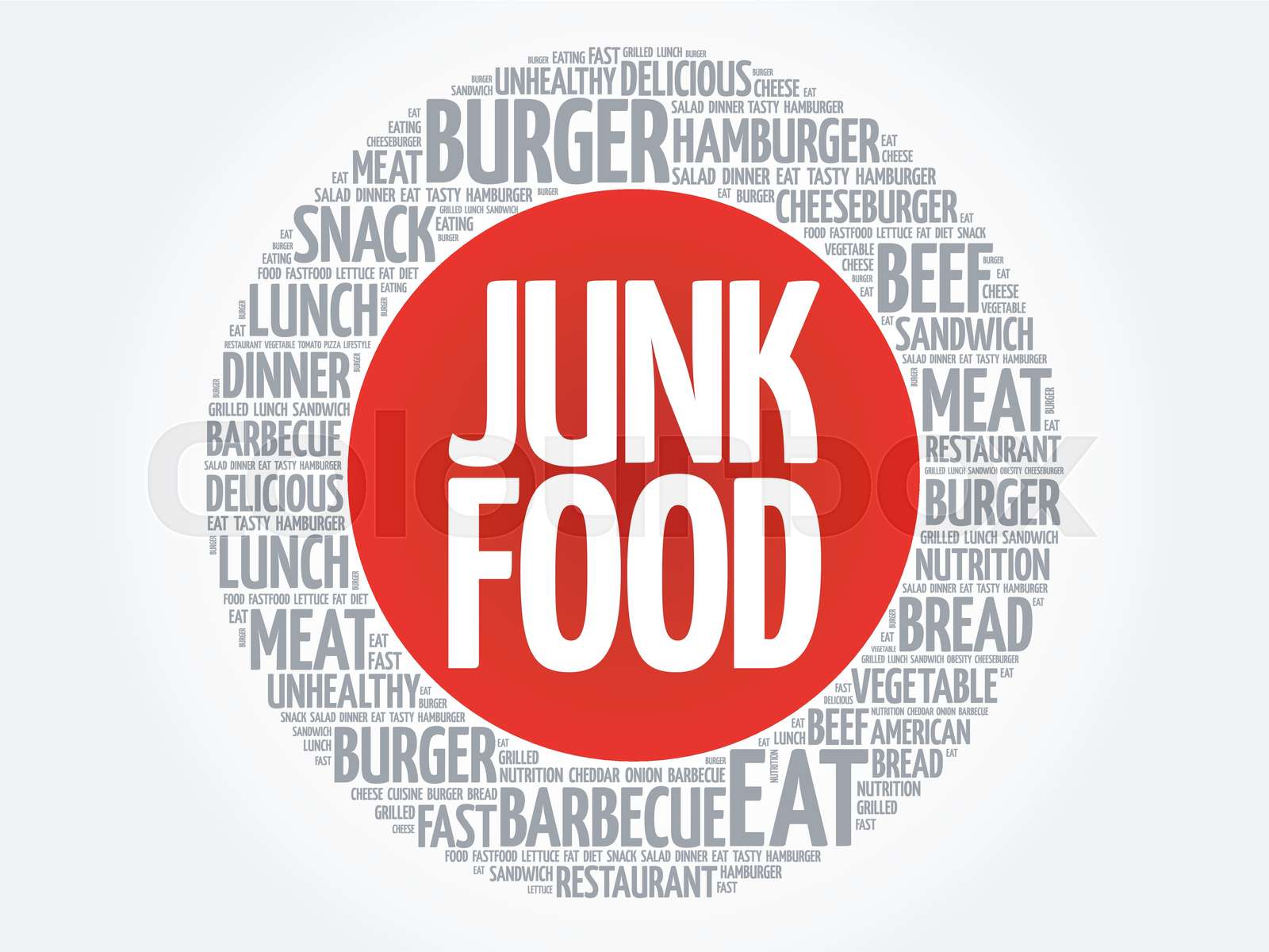 JUNK FOOD Word Cloud Stock Vector Colourbox