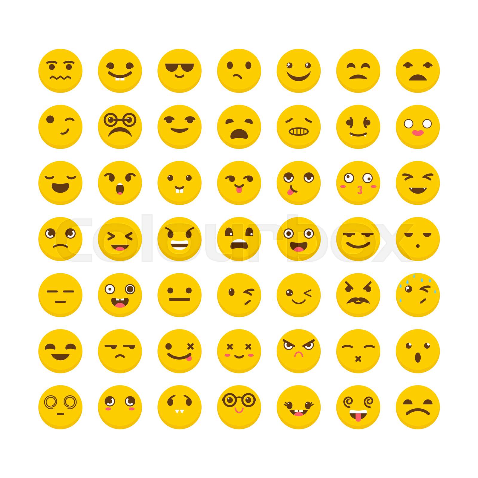 Set of emoticons. Cute emoji icons. Avatars. Flat design Stock vector