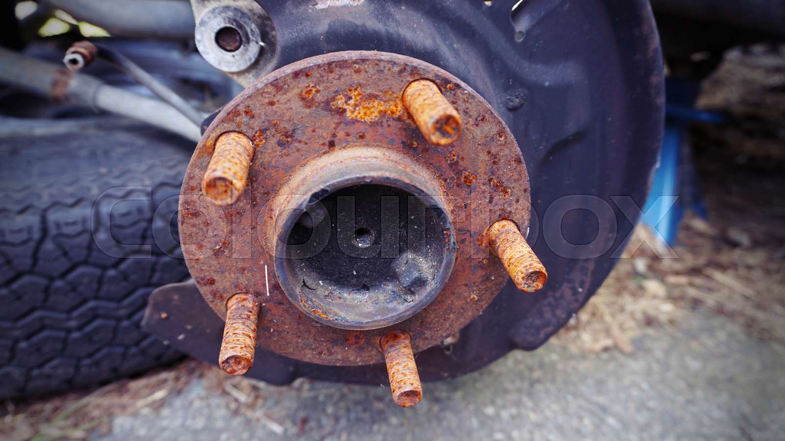 Aged rusty old car wheel rim | Stock image | Colourbox