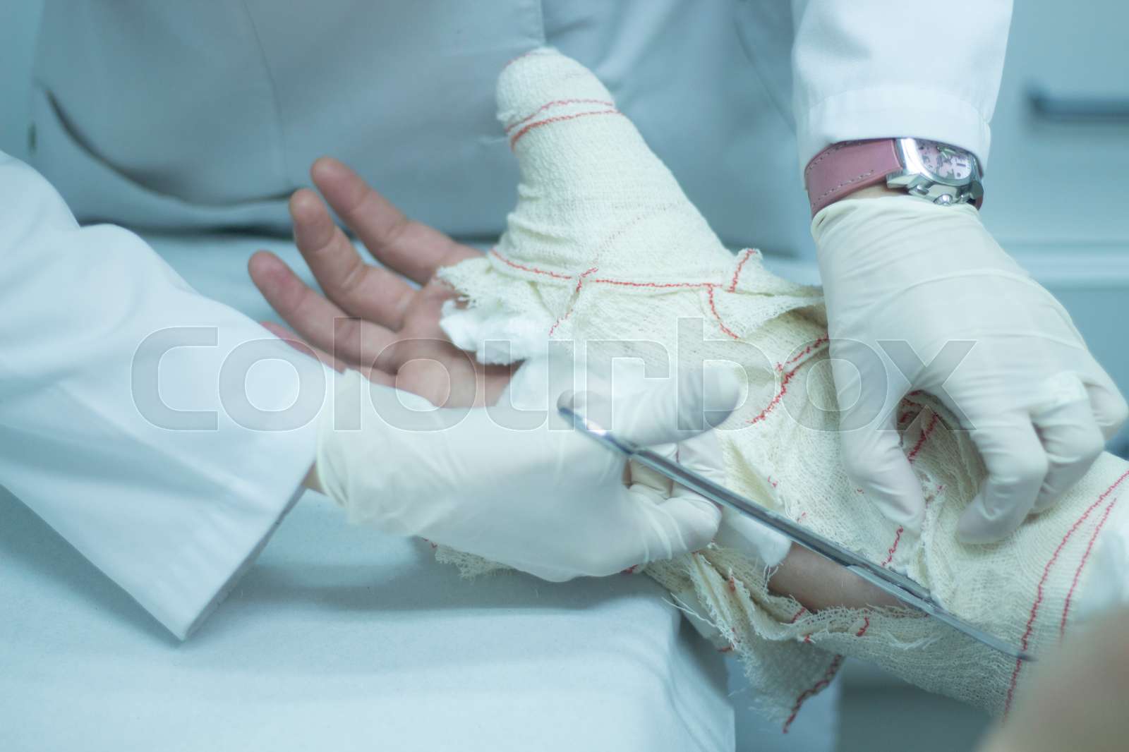 Doctor Patient Plaster Cast Stock Image Colourbox