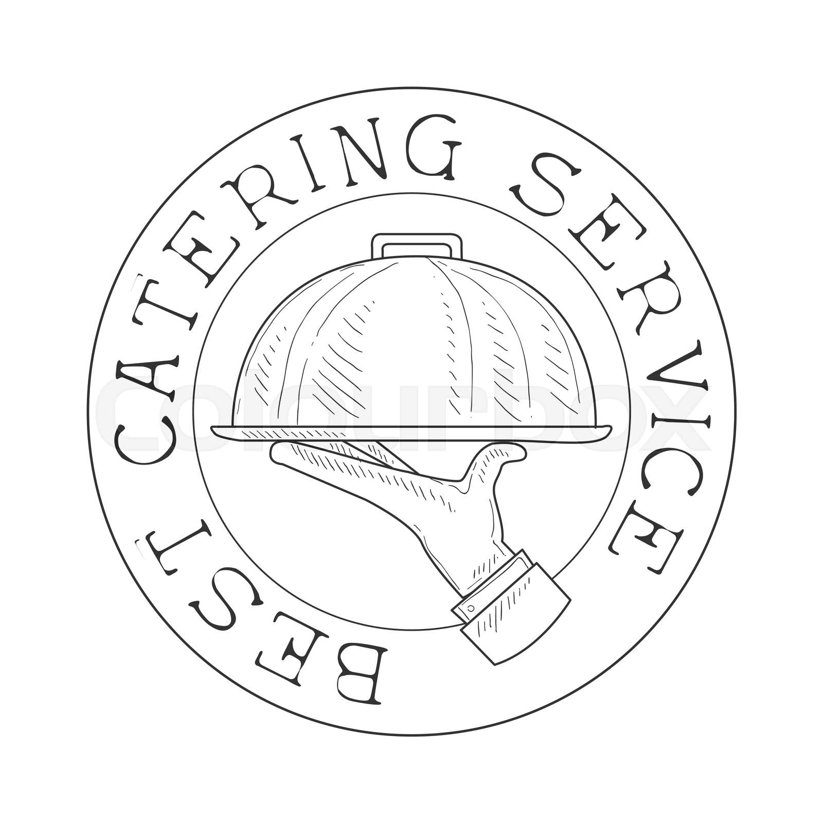Round Best Catering Service Hand Drawn Black And White Sign With