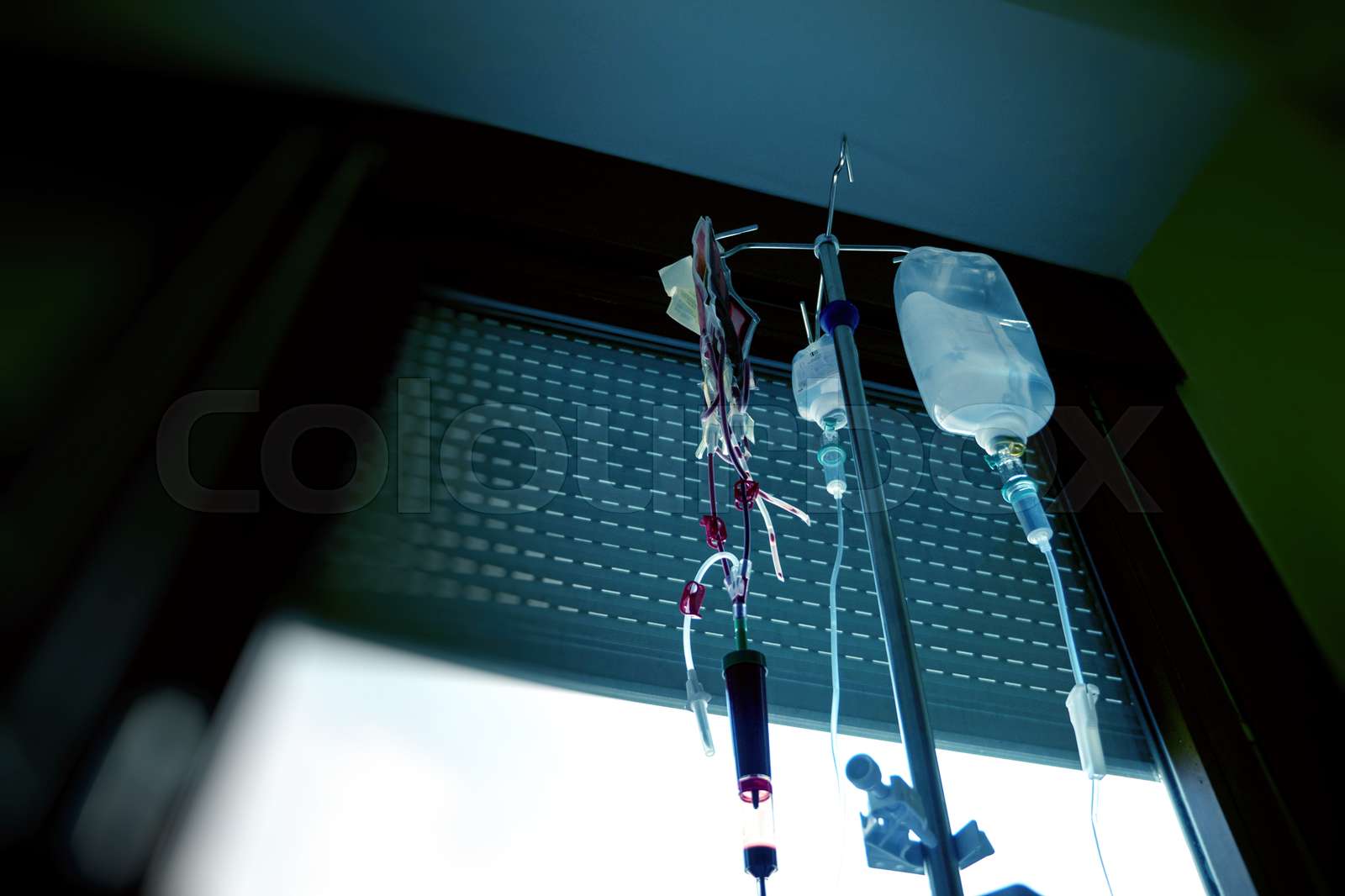Pov Patient Looking At Blood Bag Transfusion Blood Transfusion Stock