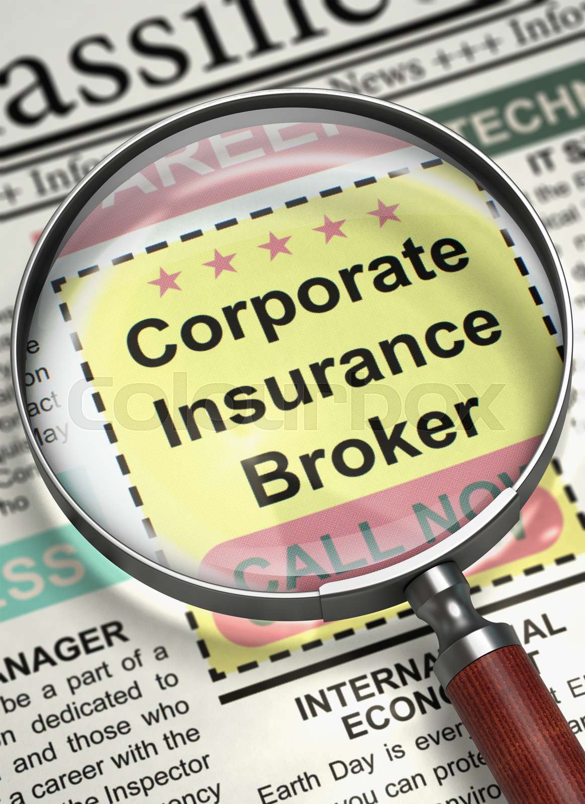 Corporate Insurance Broker Wanted. 3D. | Stock image | Colourbox