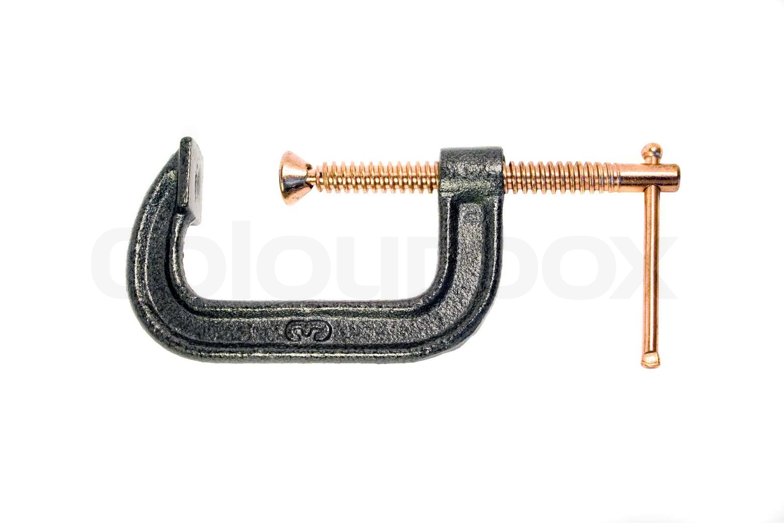 Eine gemeinsame c Klammer über einem weißen Hintergrund Stock Bild