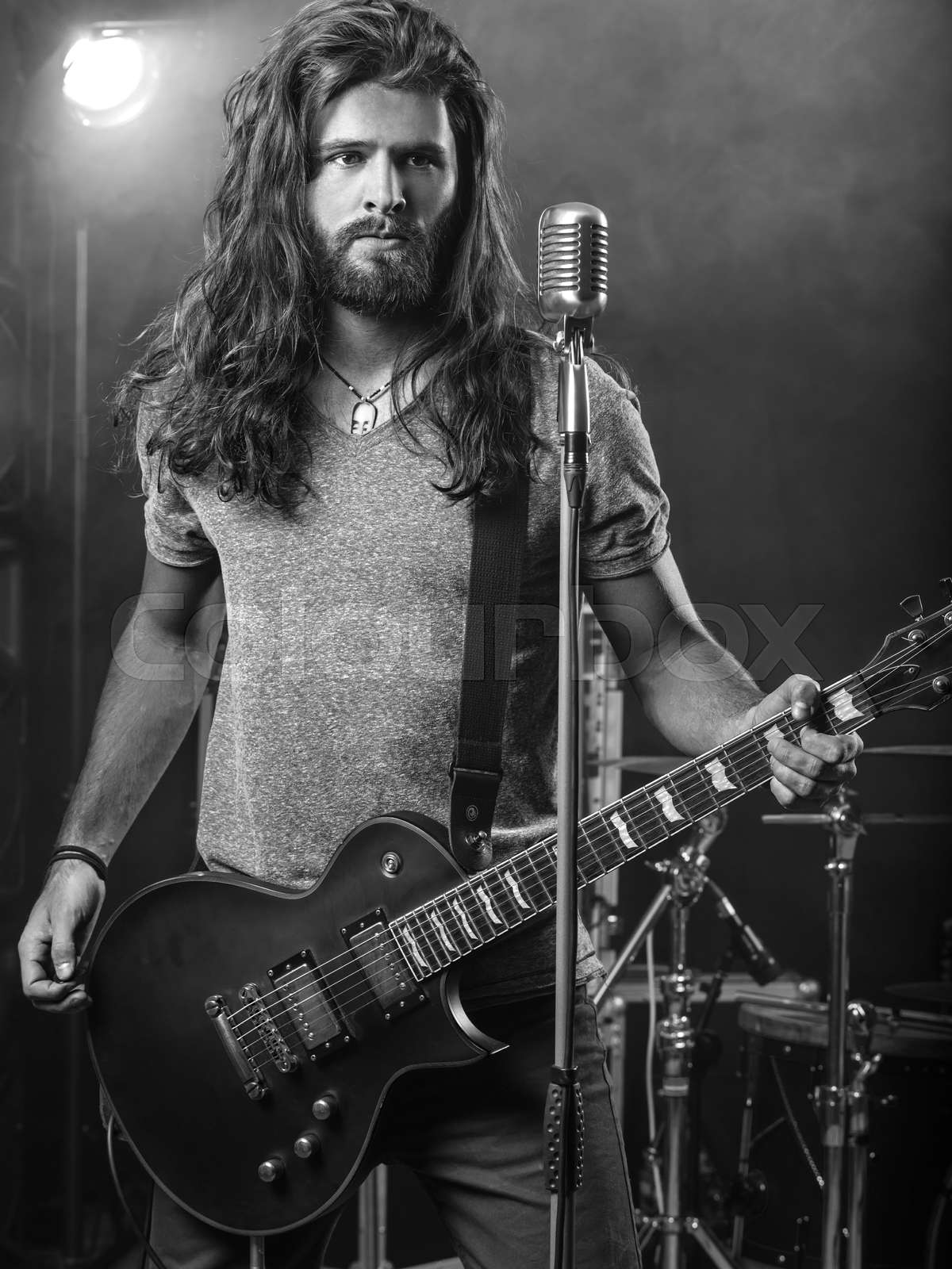 Guitarist performing on stage Stock image Colourbox