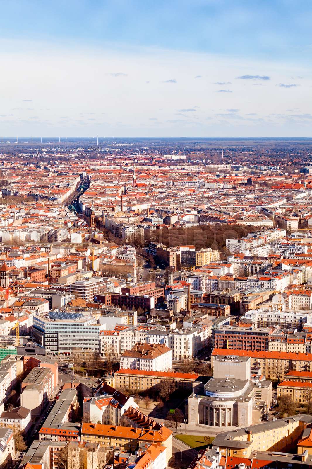 Aerial bird eye view of the city of Berlin Germany. Berlin skyline