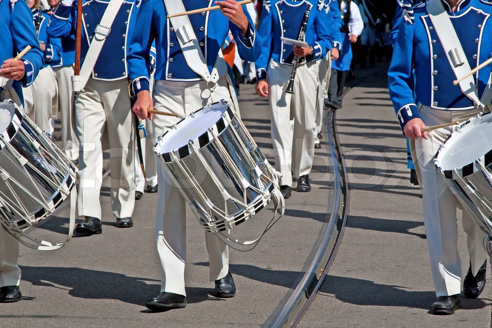 Military band marching at the parade | Stock image | Colourbox