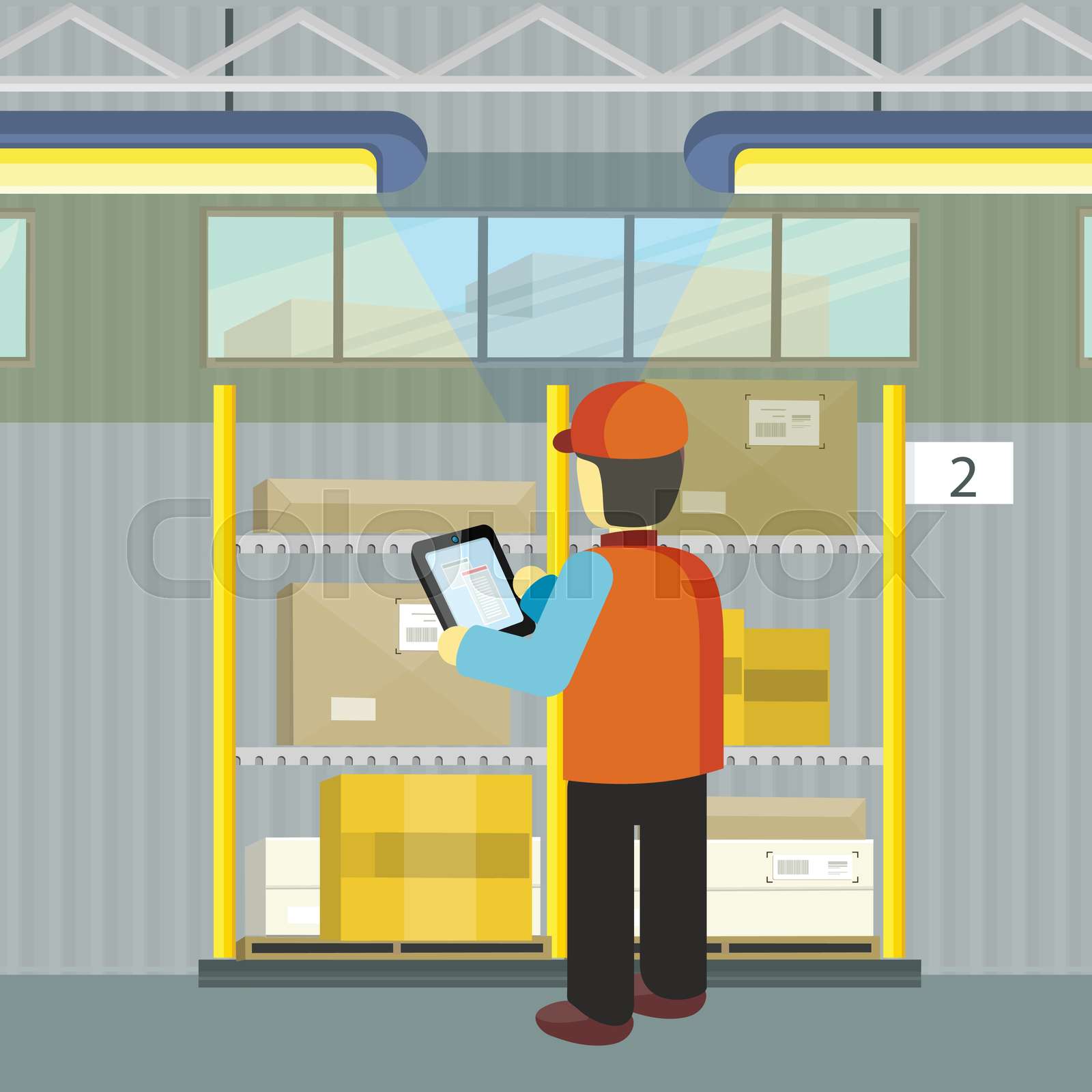 Logistician Manager Checks the Cargo Deivering Stock vector Colourbox