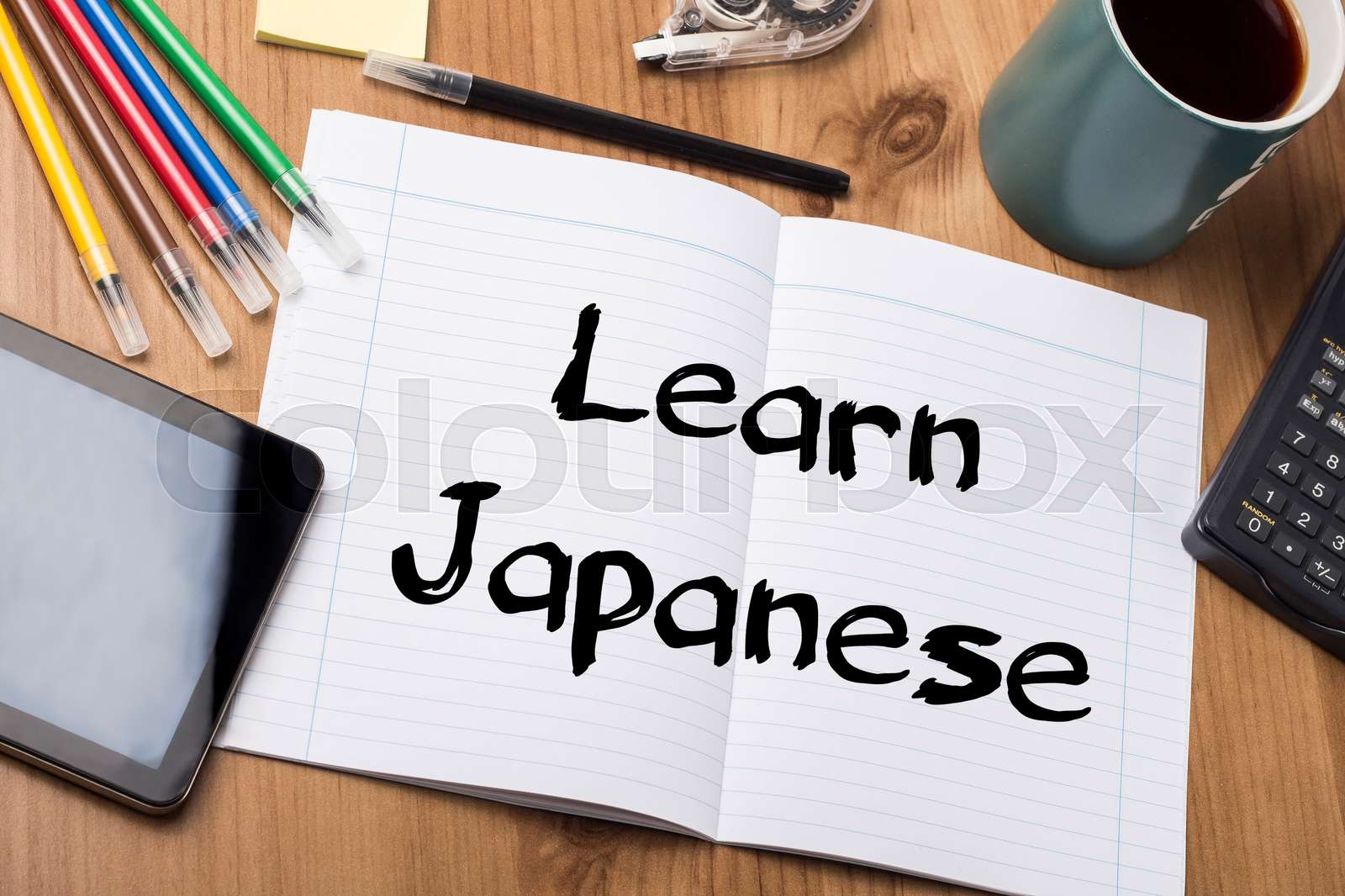 Learn Japanese Note Pad With Text Stock image Colourbox