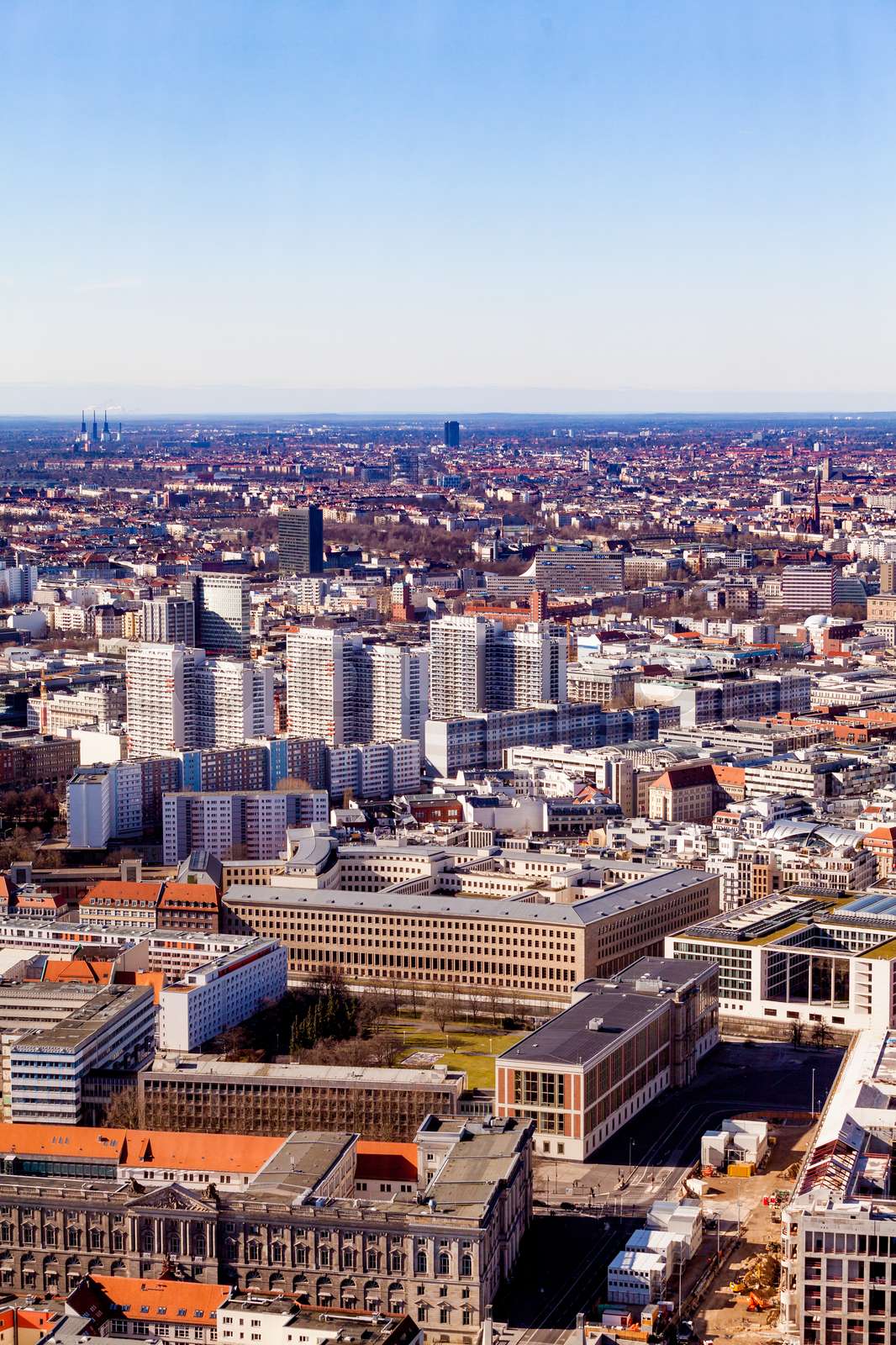 Aerial bird eye view of the city of Berlin Germany. Berlin skyline