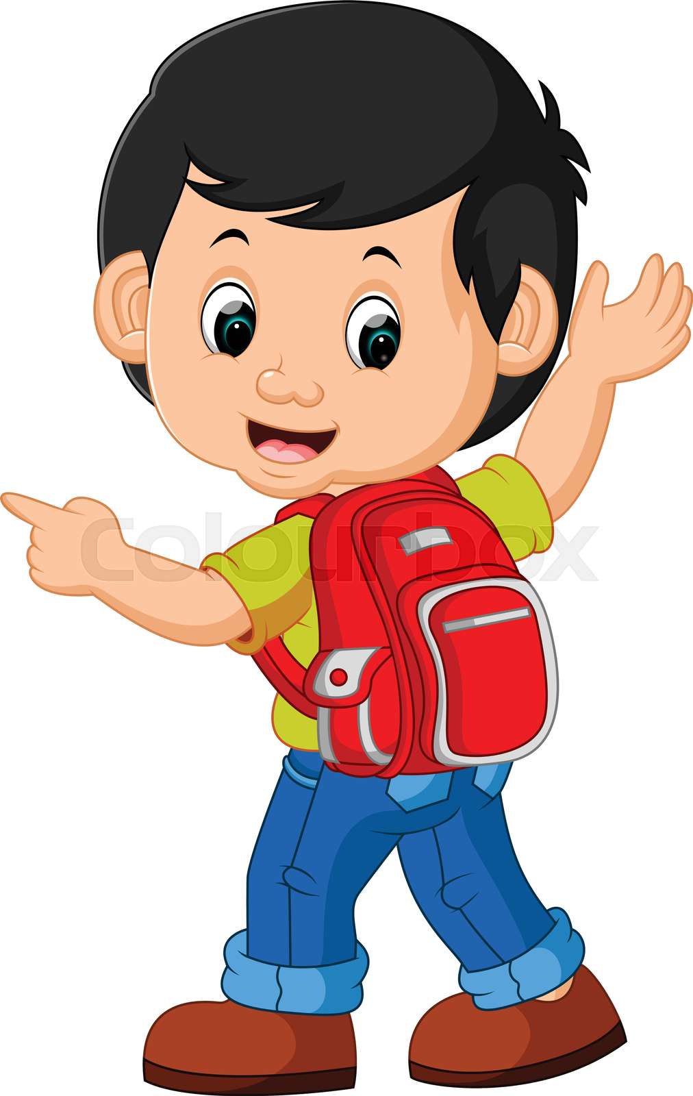 Boy with backpacks cartoon Stock vector Colourbox