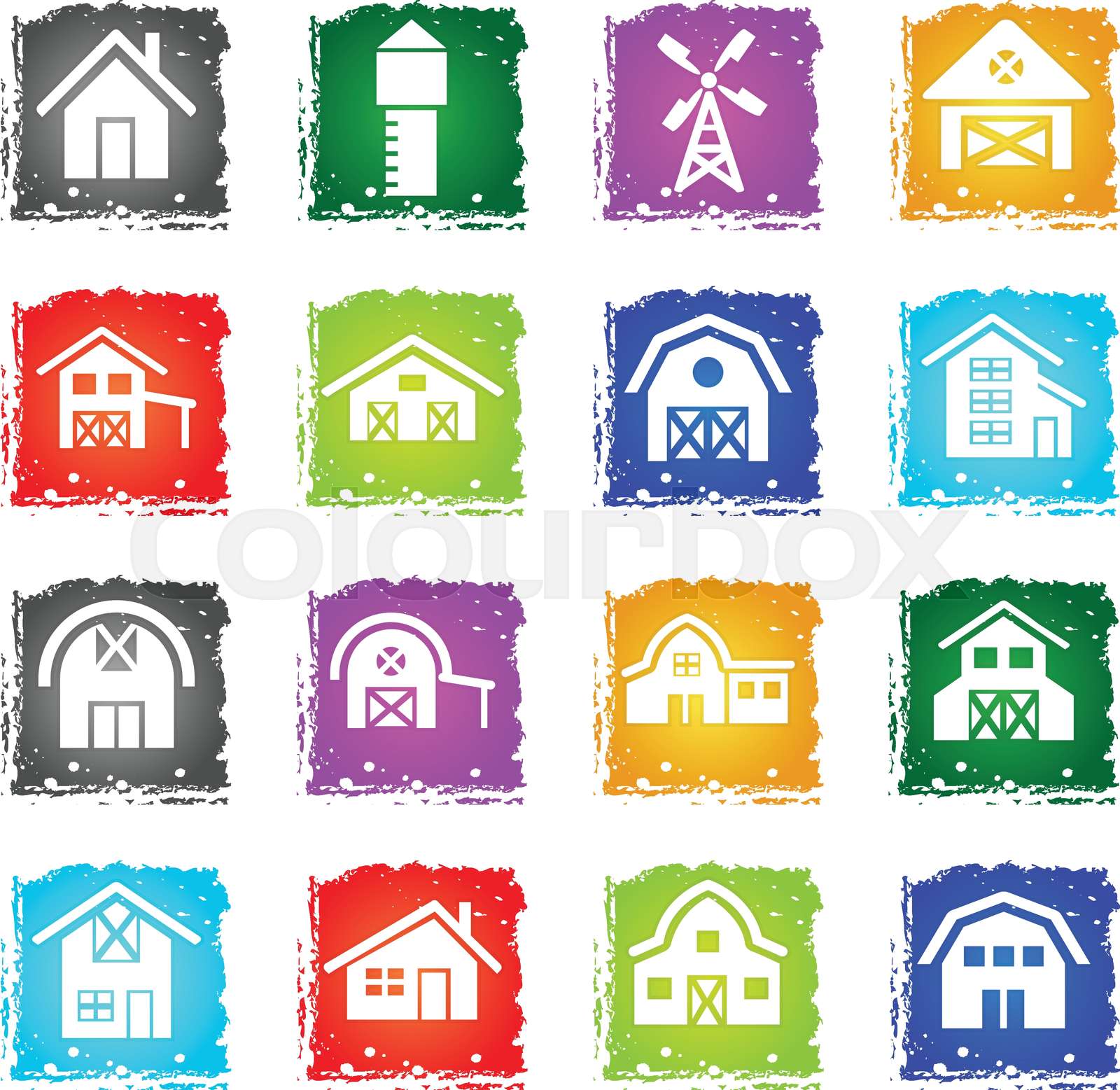 farm building icon set | Stock vector | Colourbox