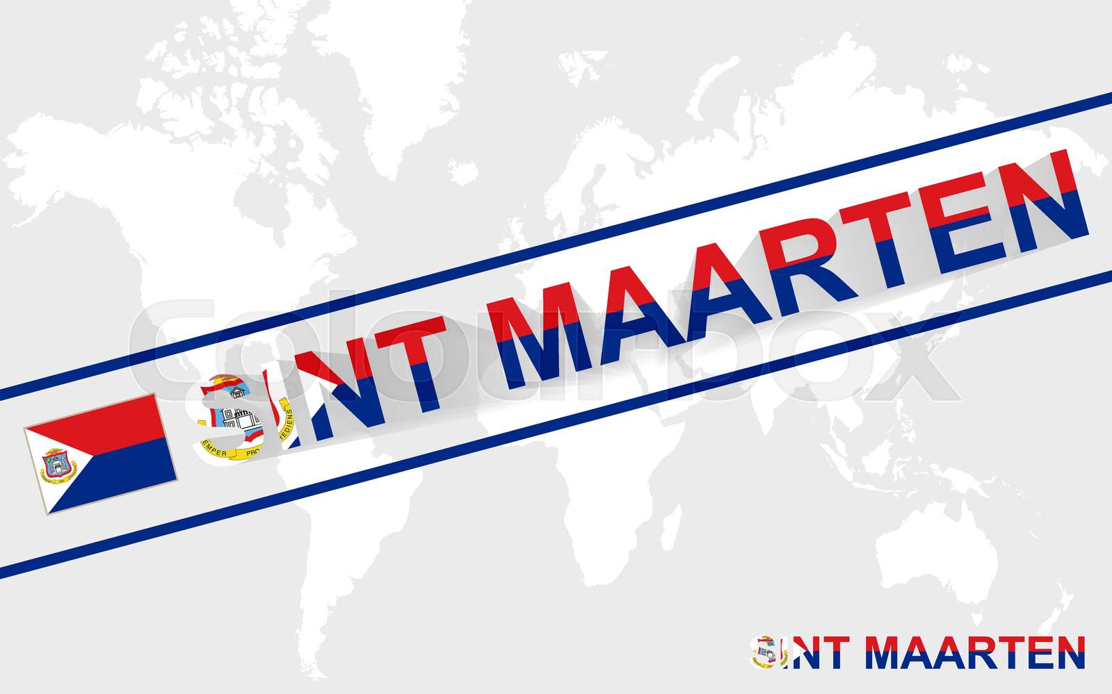 Sint Maarten map flag and text illustration | Stock vector | Colourbox