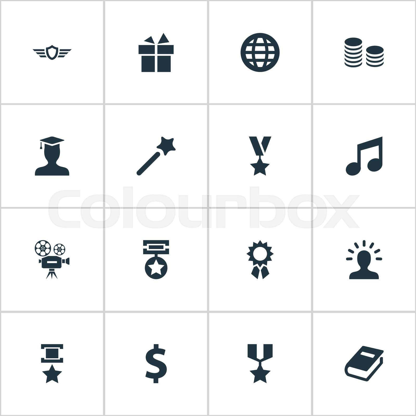 Vector Illustration Set Of Simple Achievement Icons Elements Medal 