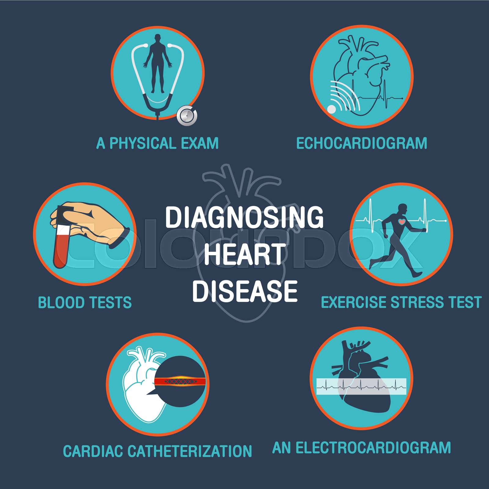 diagnosing heart disease vector logo icon design infographic | Stock ...