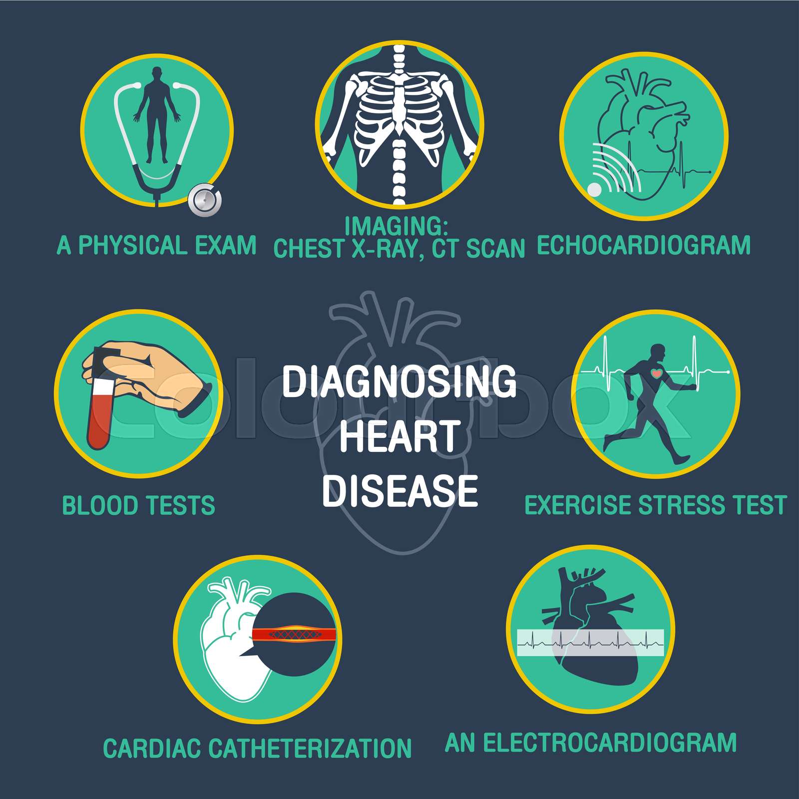diagnosing heart disease vector logo icon design infographic | Stock ...