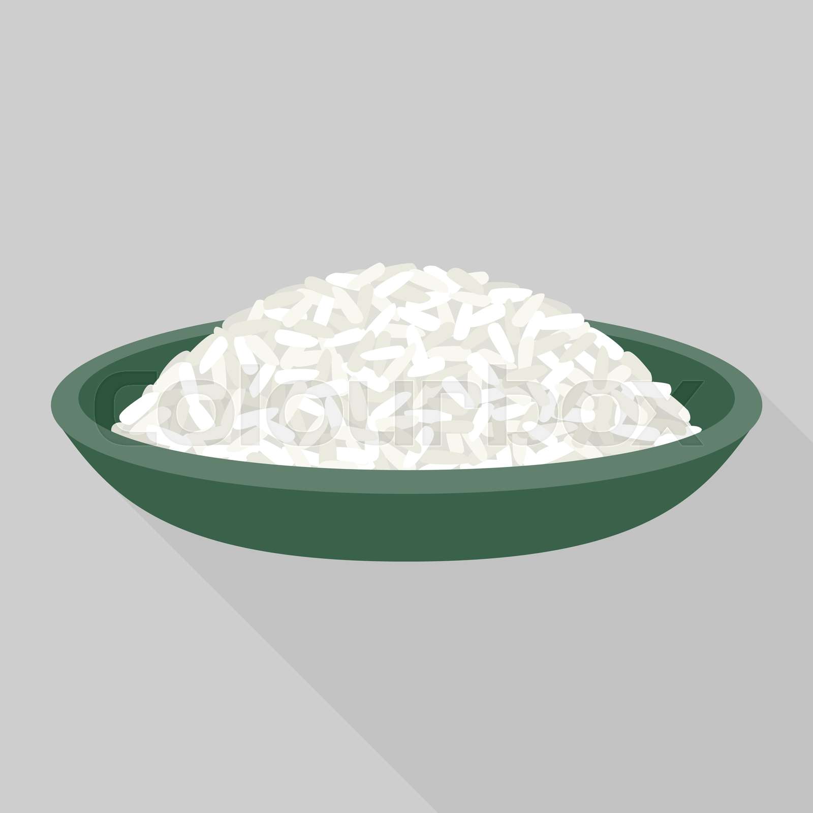 rice in plate vector, flat design | Stock vector | Colourbox