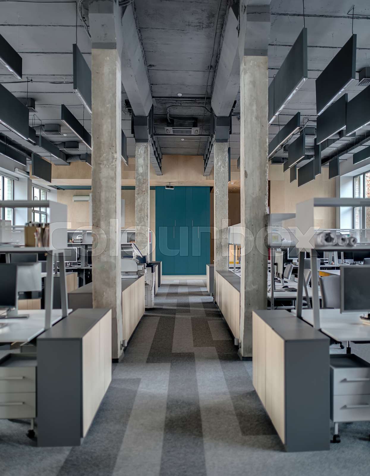 Coworking in loft style Stock image Colourbox