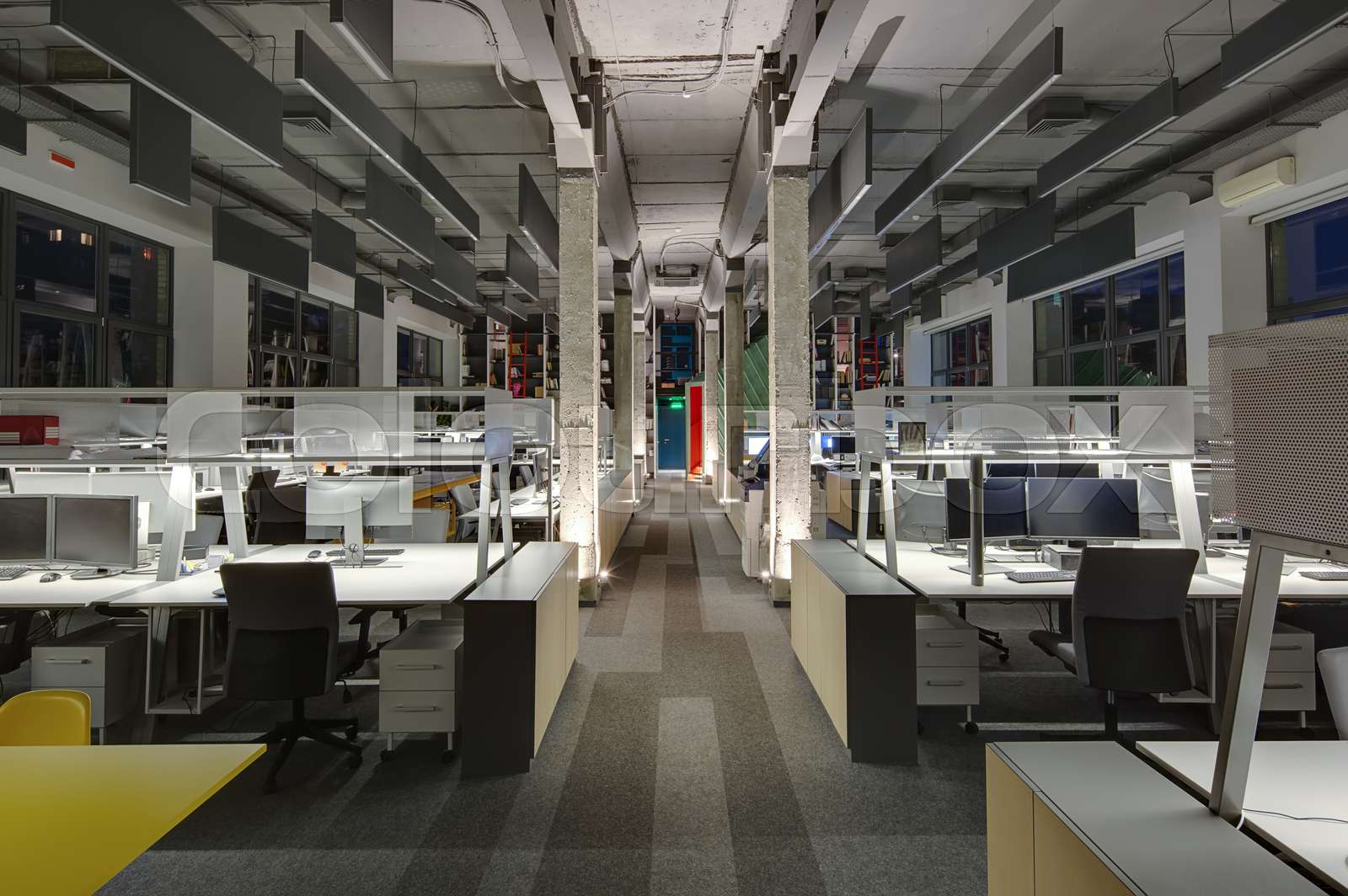 Coworking in loft style Stock image Colourbox