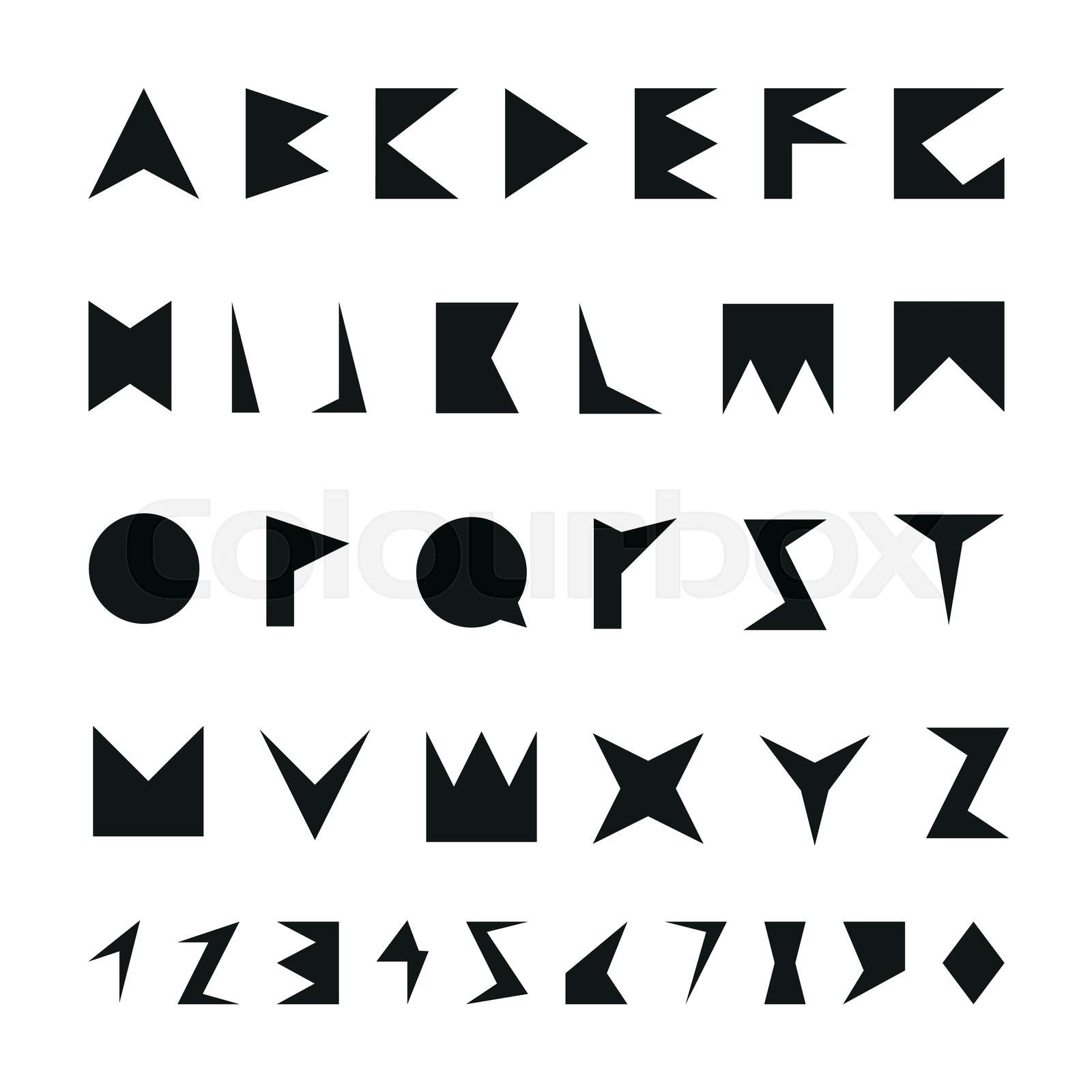 Black font with numbers. | Stock vector | Colourbox