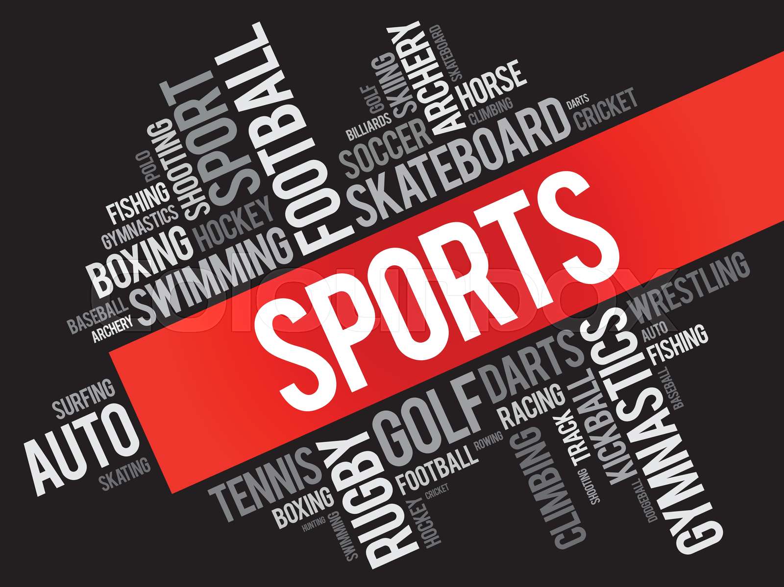 Sports word cloud collage Stock vector Colourbox