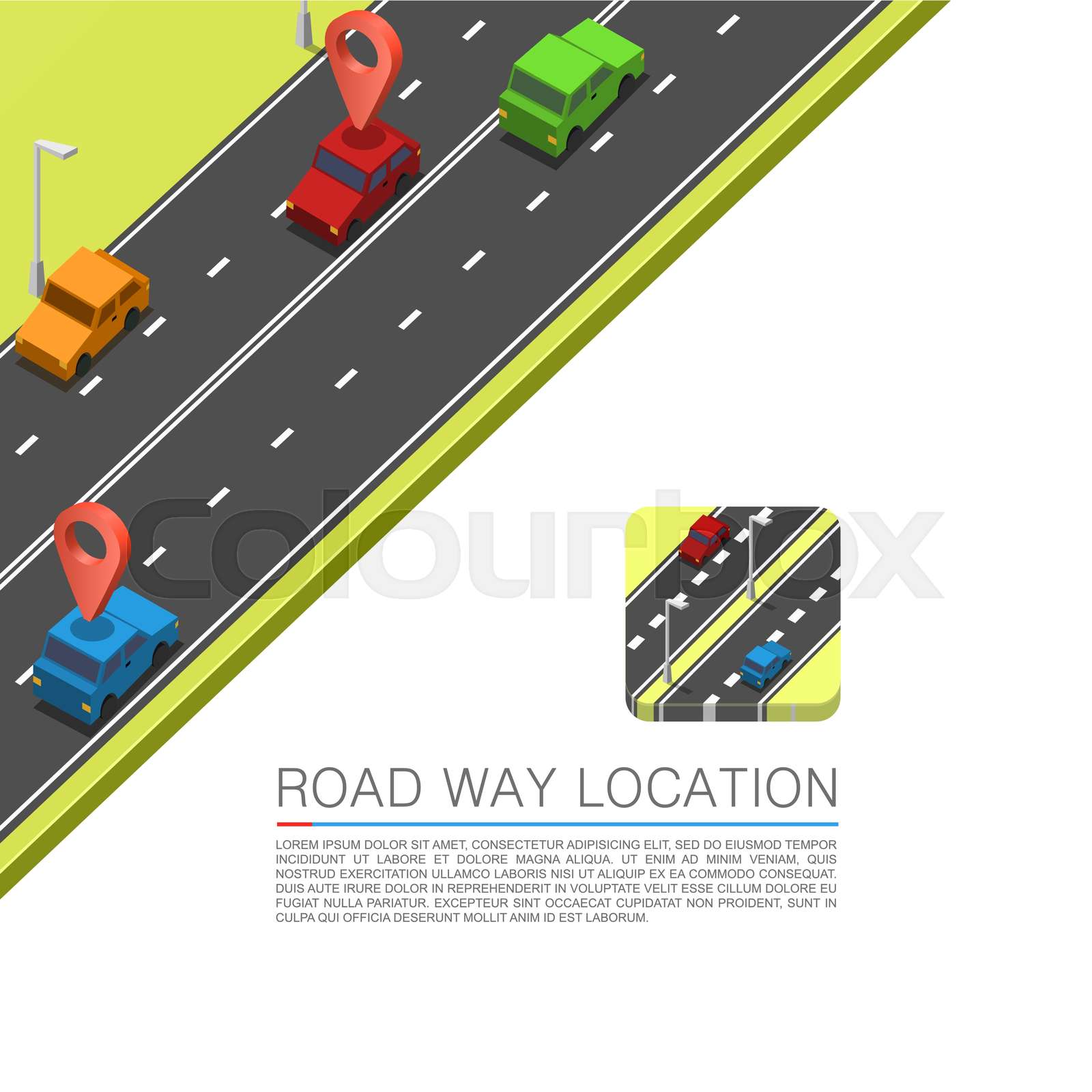 Paved path on the road | Stock vector | Colourbox