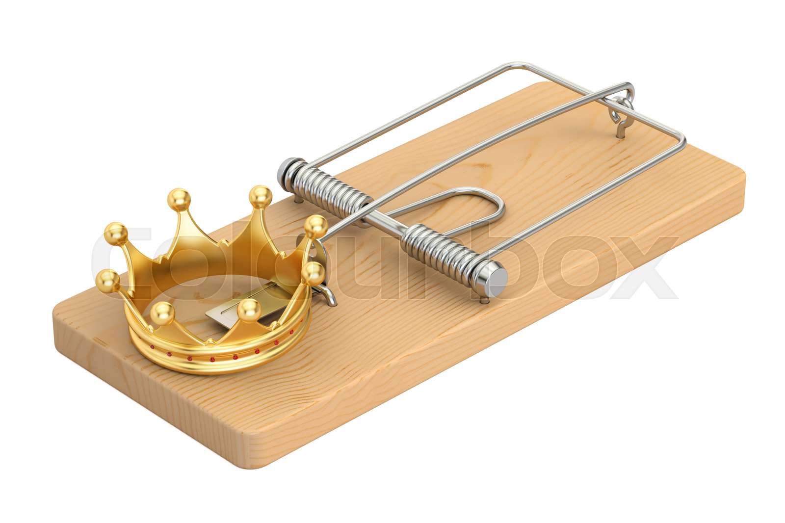 Mousetrap with golden crown 3d rendering stock image colourbox
