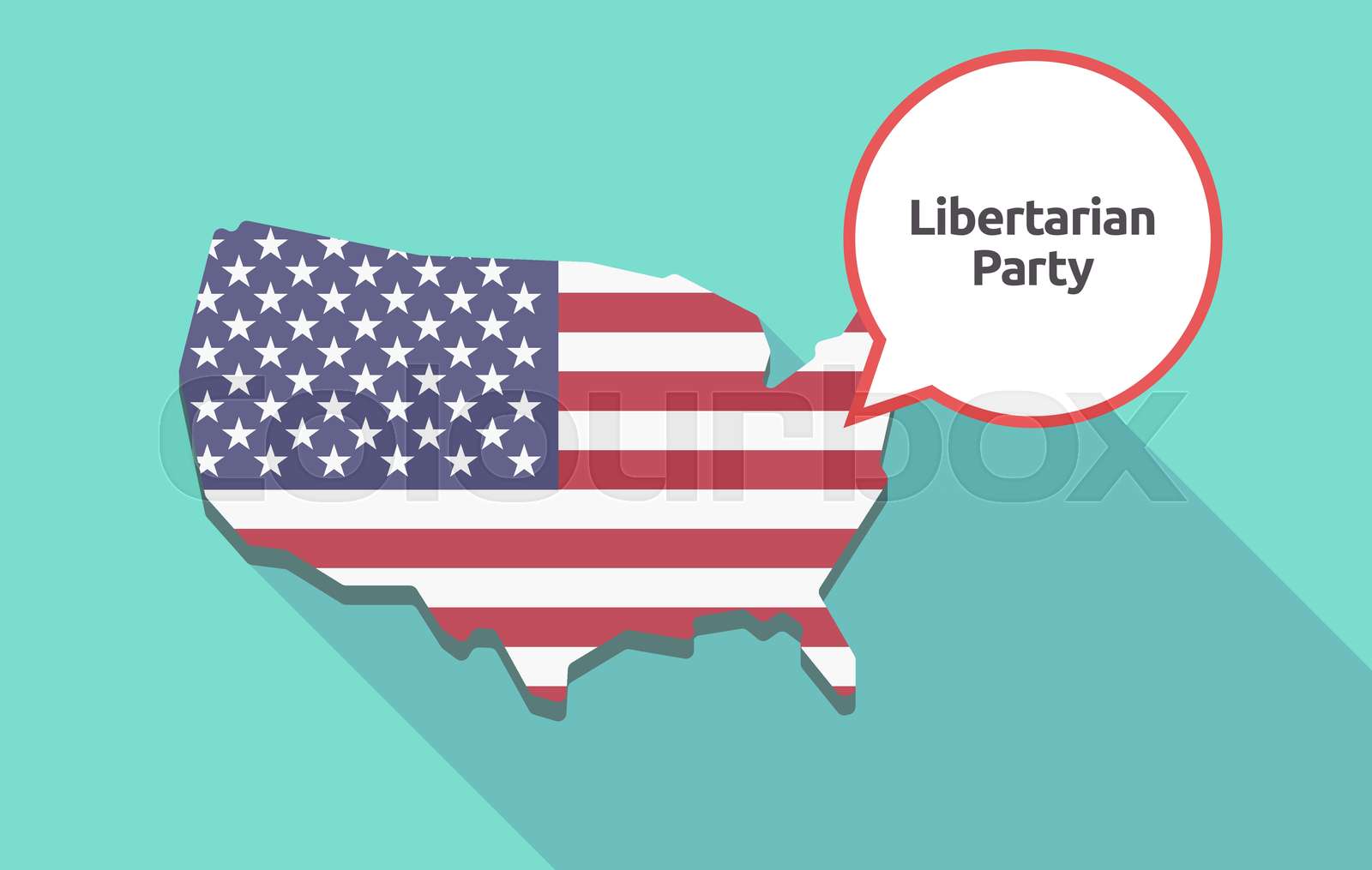 Long shadow USA map with the text Libertarian Party Stock vector
