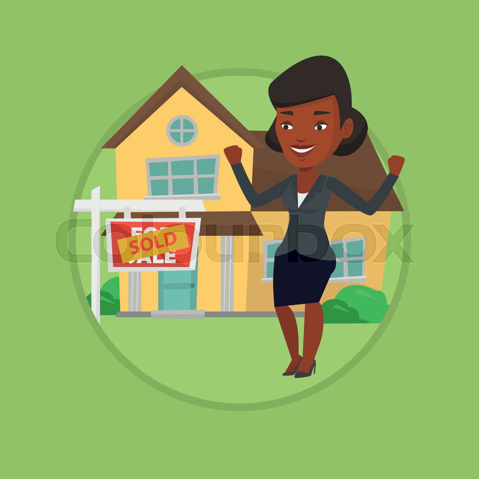 Real estate agent signing contract. | Stock vector | Colourbox