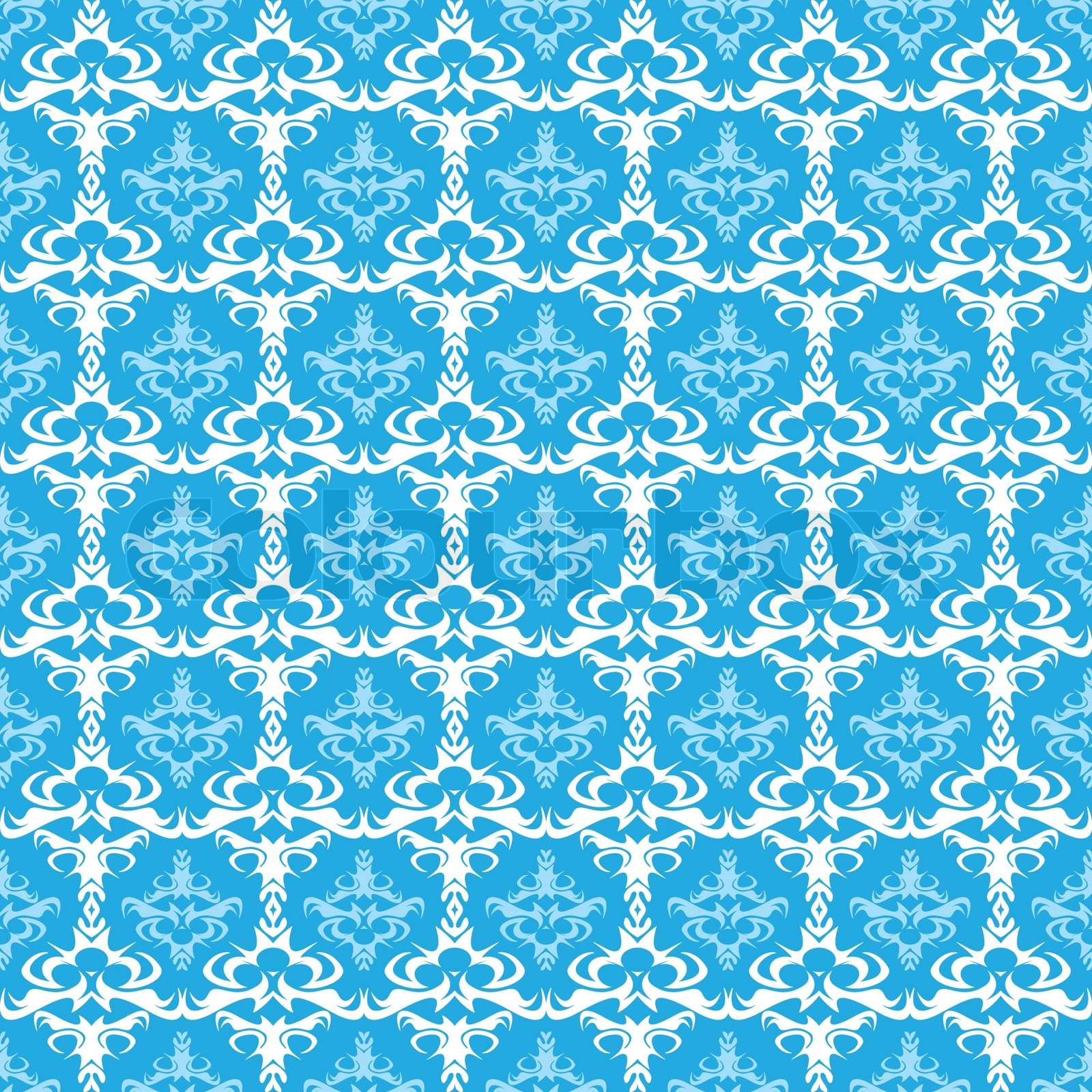 Blue and White Damask Pattern Stock vector Colourbox