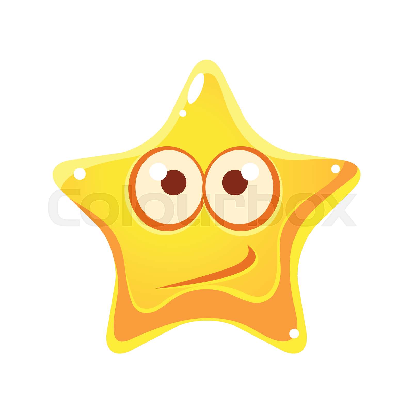Confused emotional face of yellow star, cartoon character | Stock ...