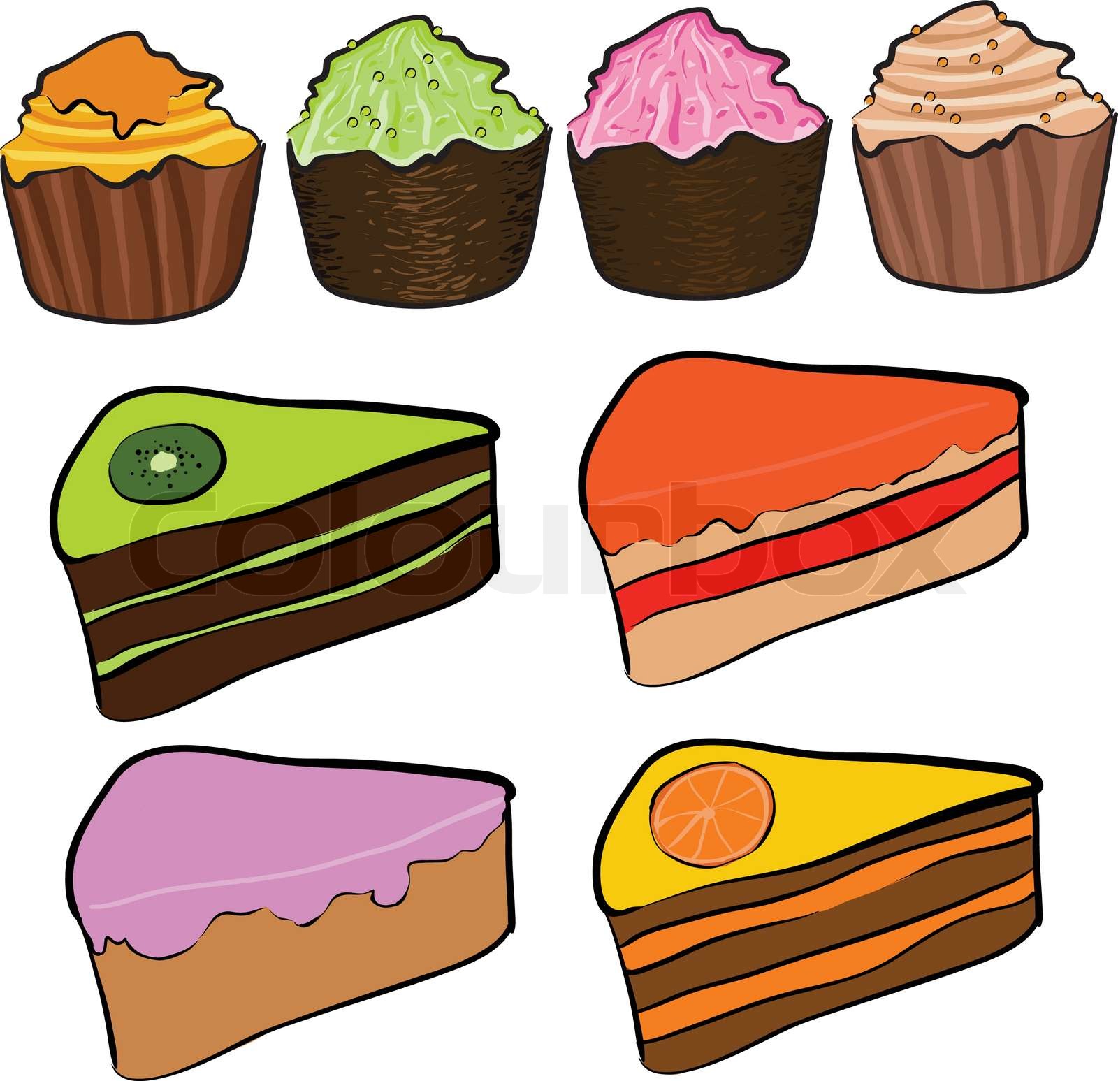 ausmalbilder kuchen und muffins