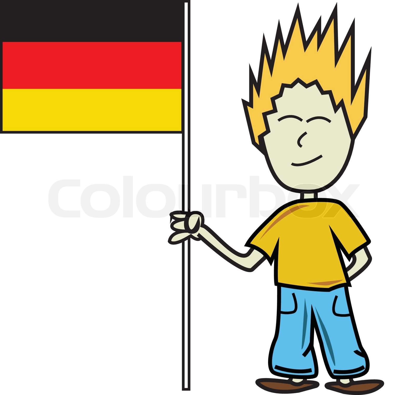 German boy holding a flag, flag of germany on a pole, boy holding the