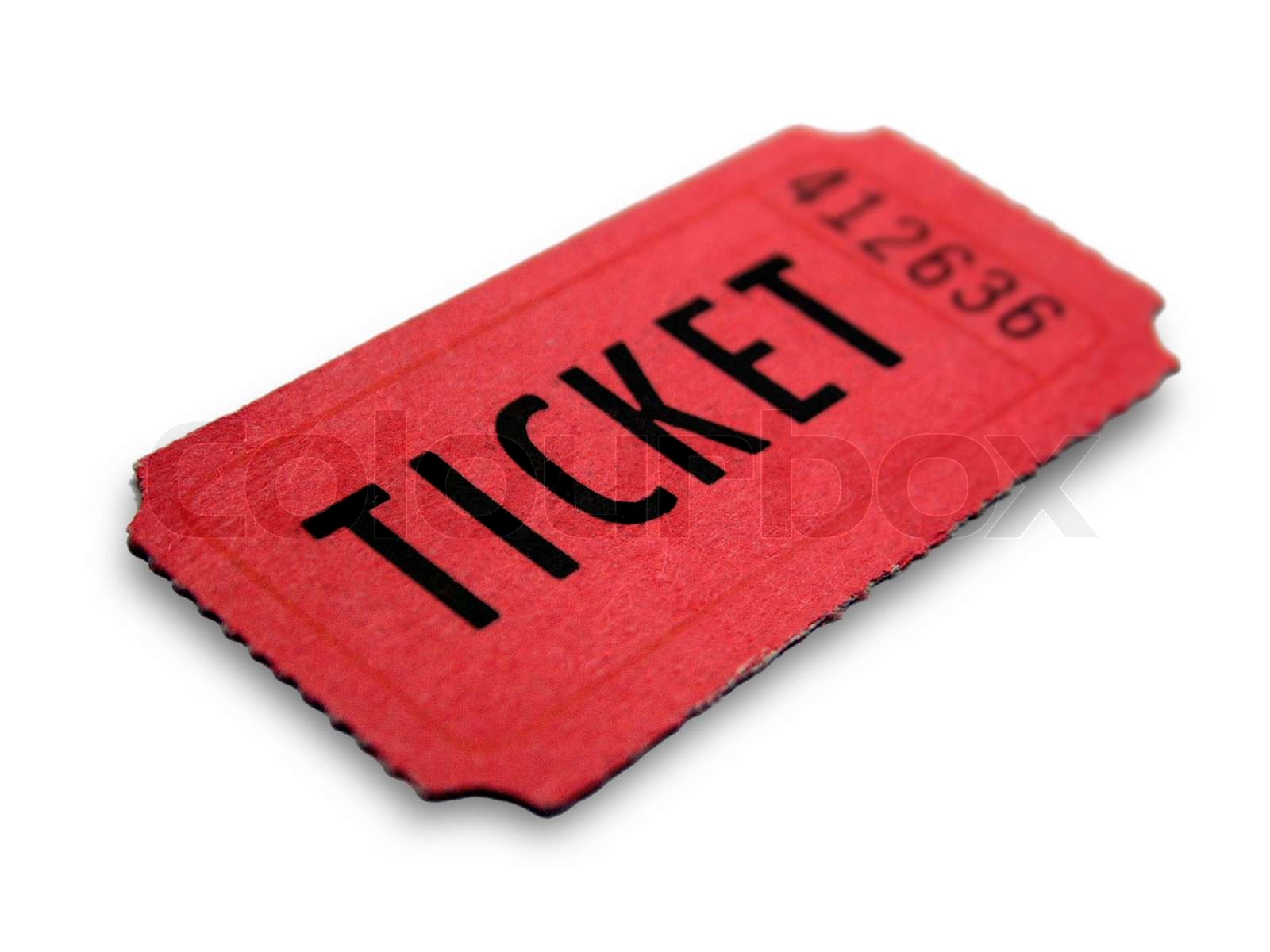 Red event ticket isolated on white Stock image Colourbox
