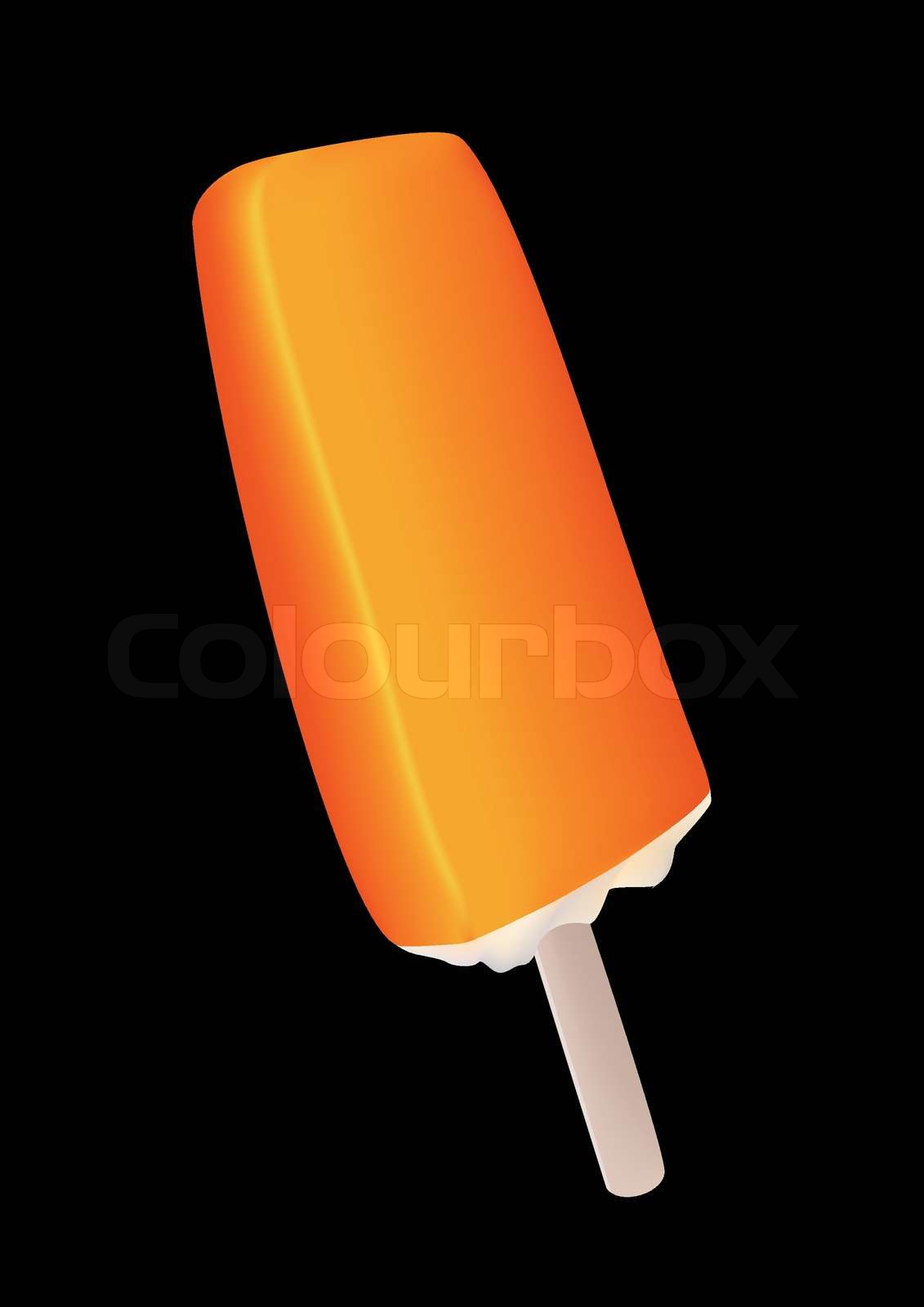 Orange Eis am Stiel auf dem schwarzen Hintergrund StockVektor Colourbox