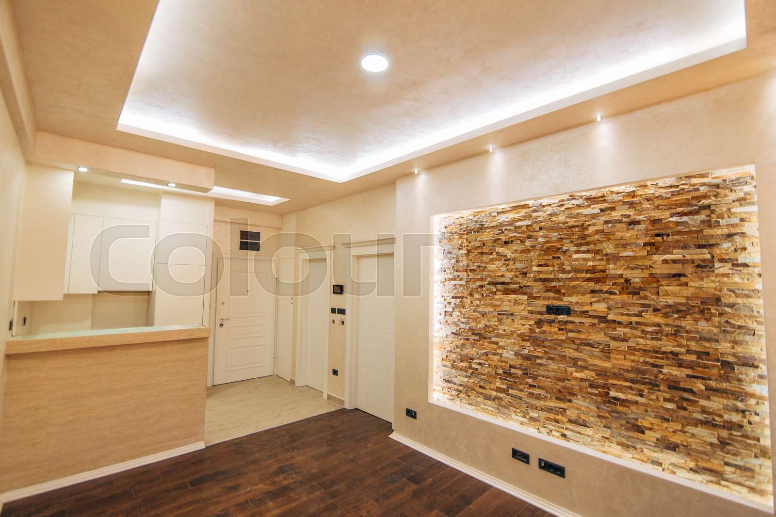 An empty apartment with no furniture. The apartment is renovated