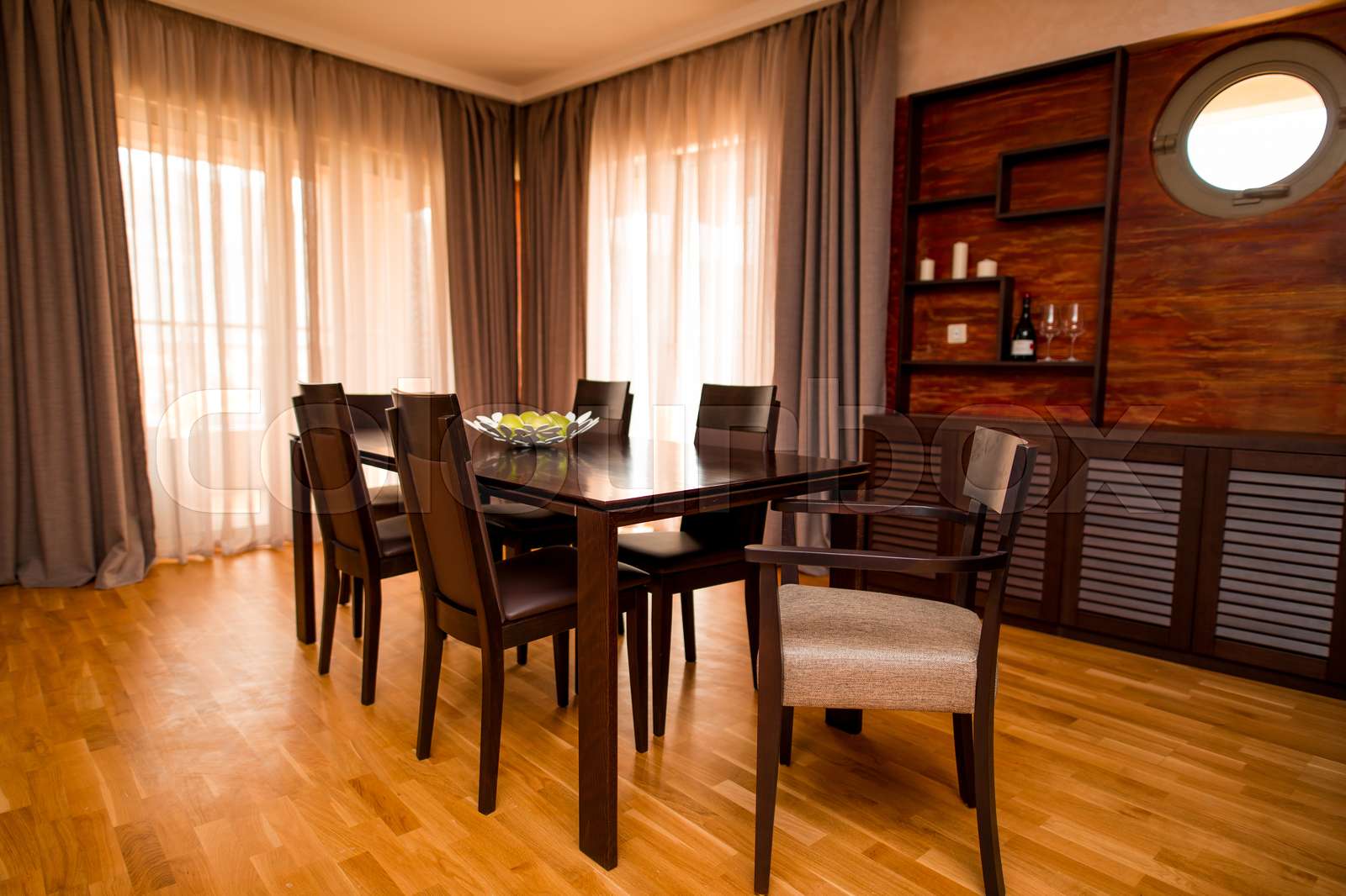 The dining table in the apartment. Table for lunch in the living