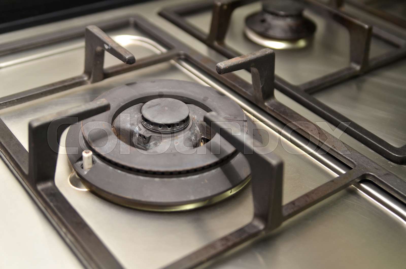 Used gas kitchen stove Stock image Colourbox