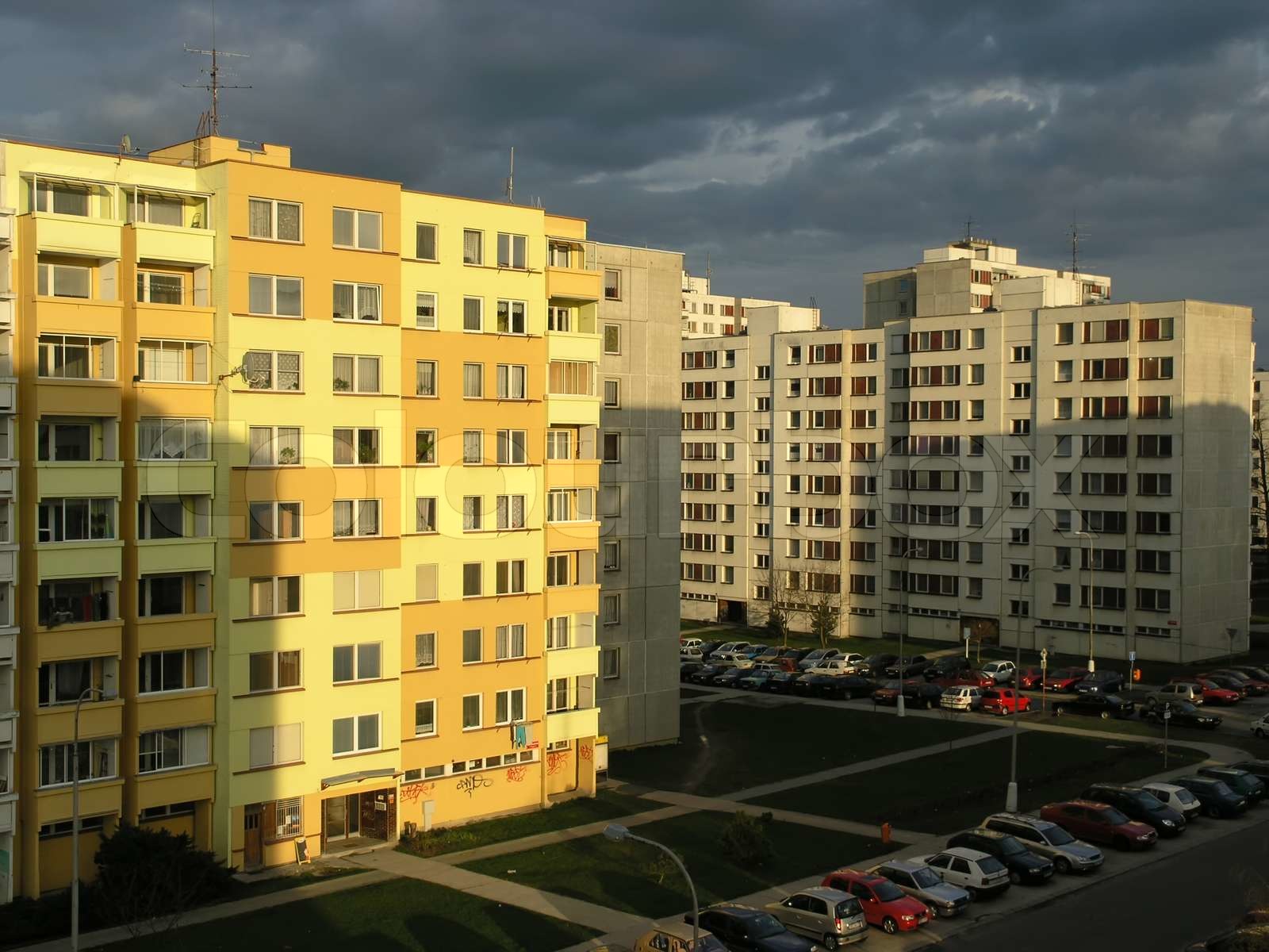 Panel houses Housing estate | Stock image | Colourbox