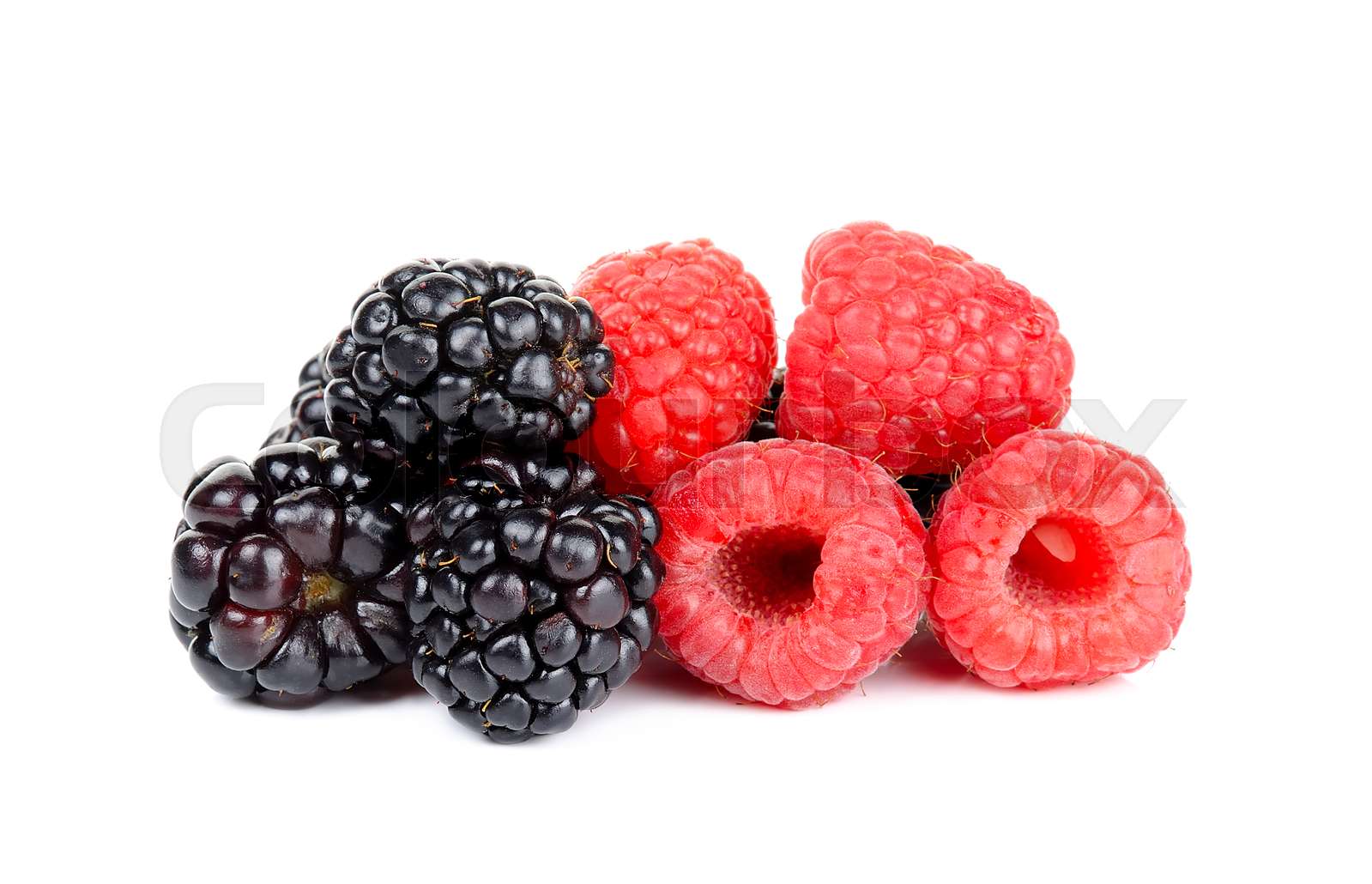 blackberry and raspberry isolated Stock image Colourbox