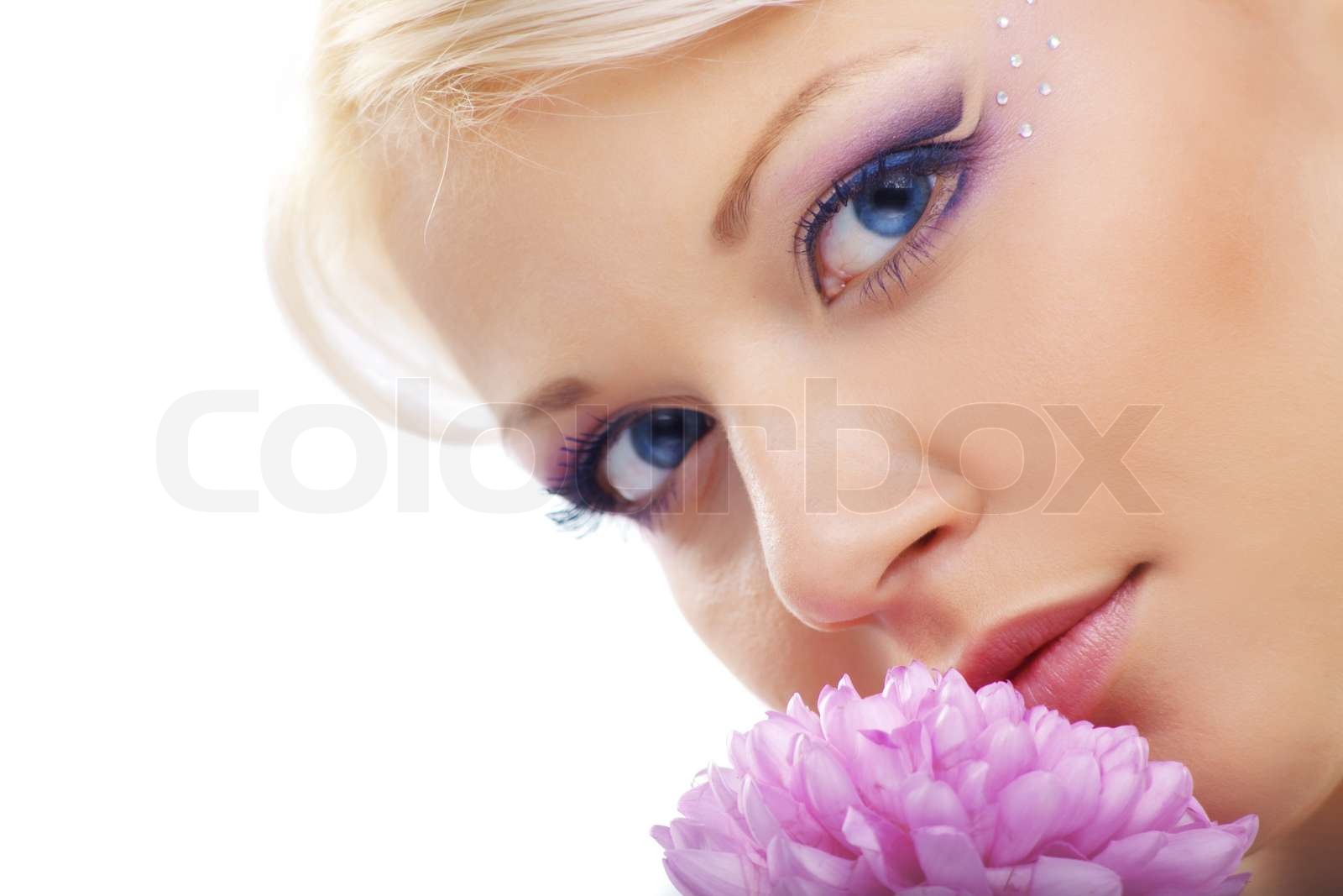 Portrait der schönen Gesicht Nahaufnahmen mit Blume | Stock Bild