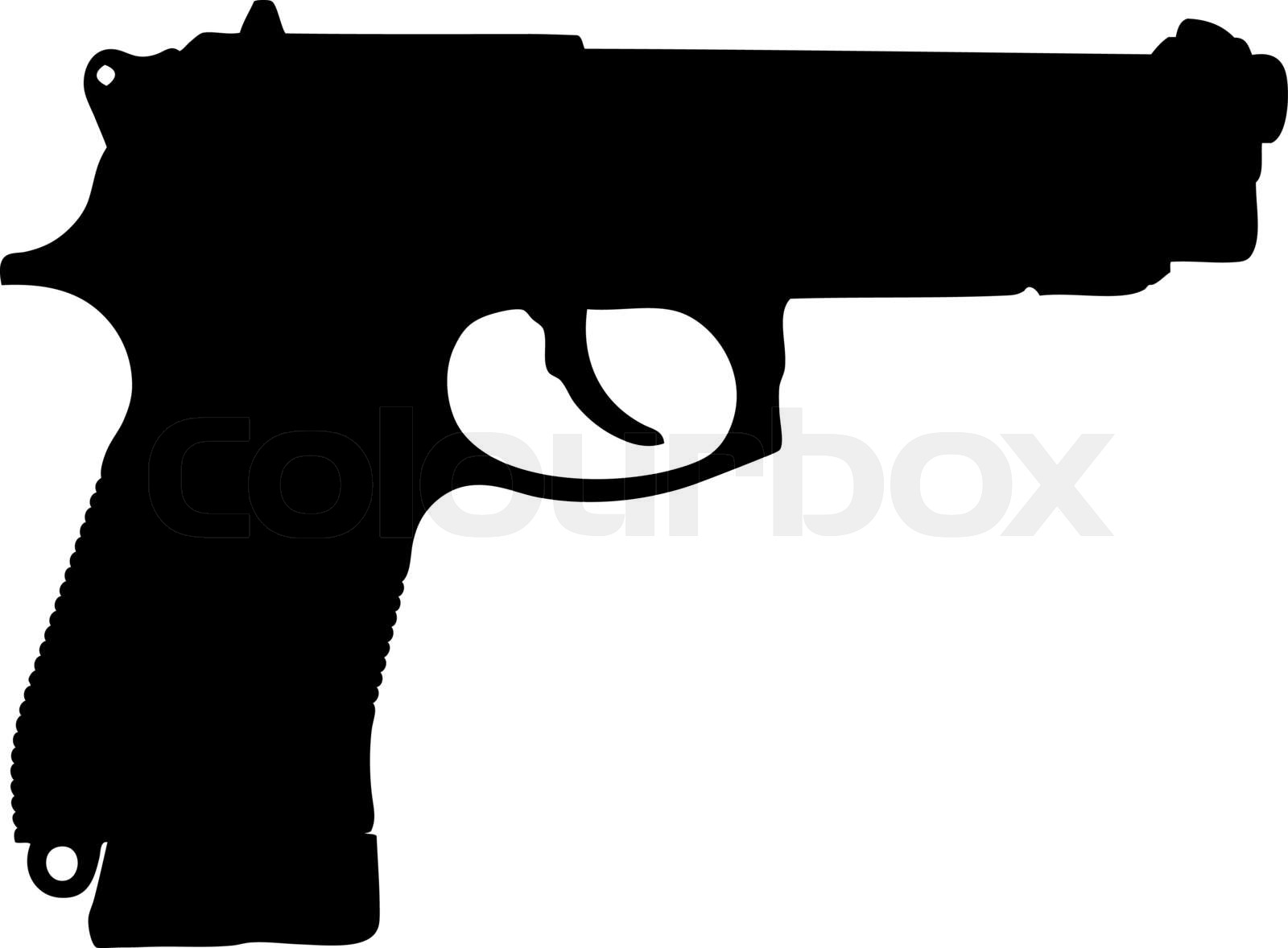 silhuet af pistol på en hvid baggrund | Stock foto | Colourbox