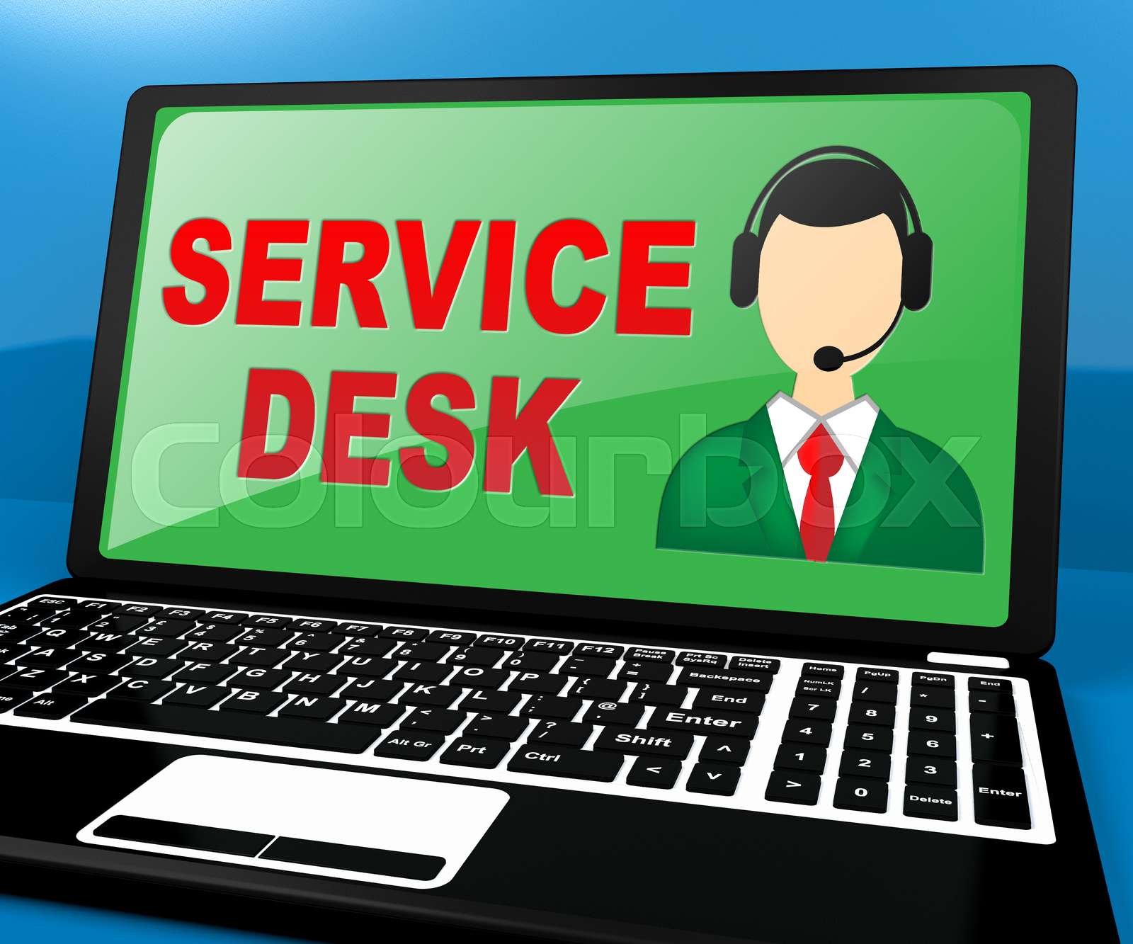 Service Desk Means Support Assistance 3d Illustration Stock image