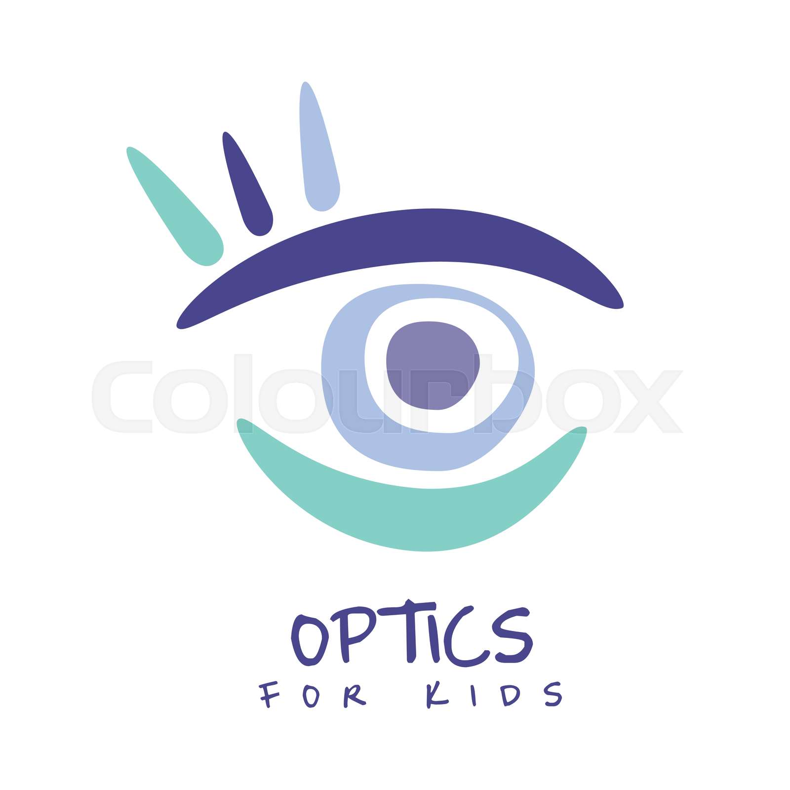 Optics for kids logo symbol, hand drawn illustration Stock vector