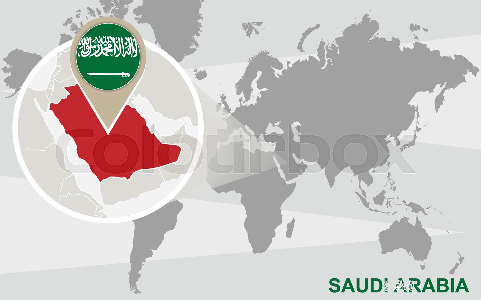World Map With Magnified Saudi Arabia Stock Vector Colourbox 1600px COLOURBOX26216711 