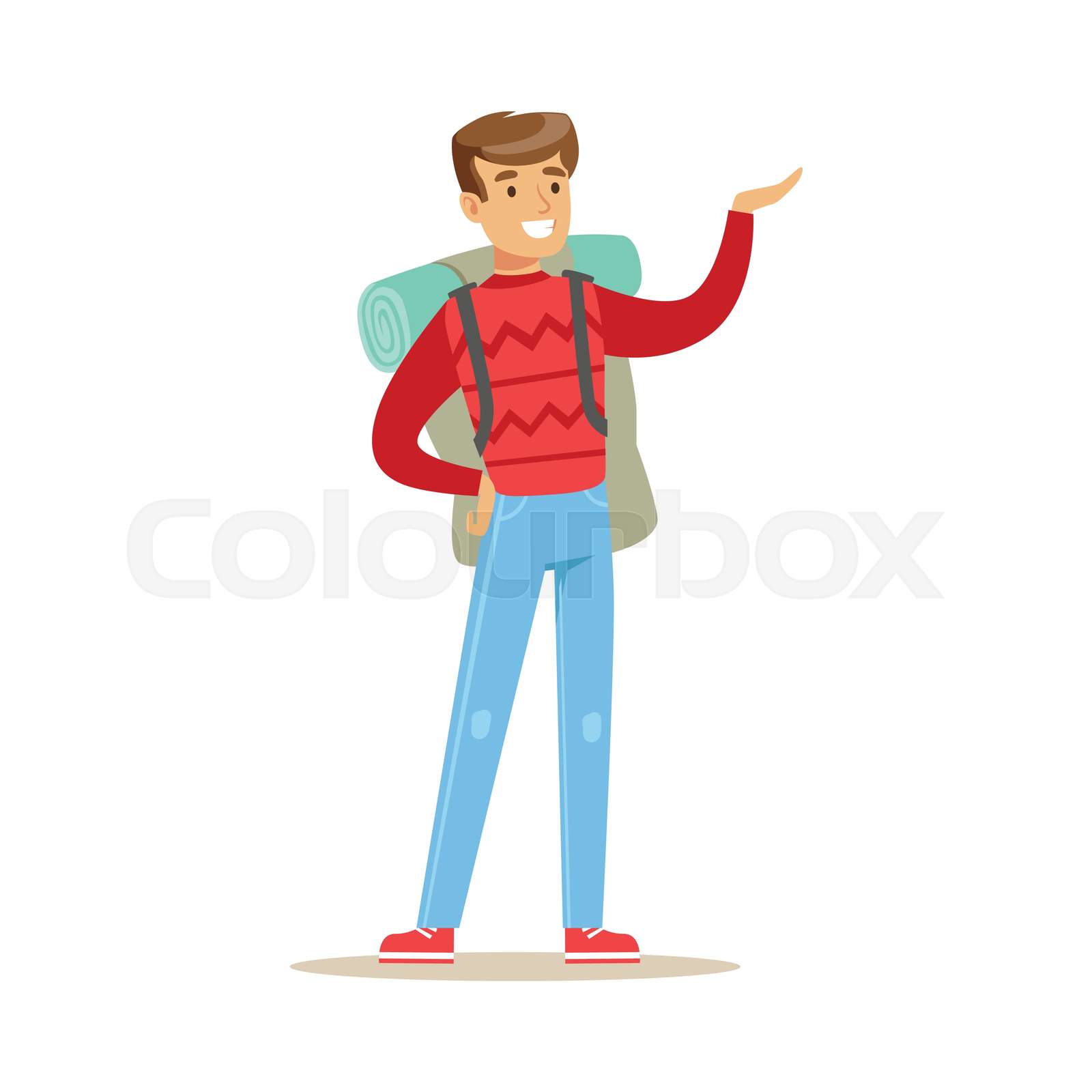 cartoon character with backpack