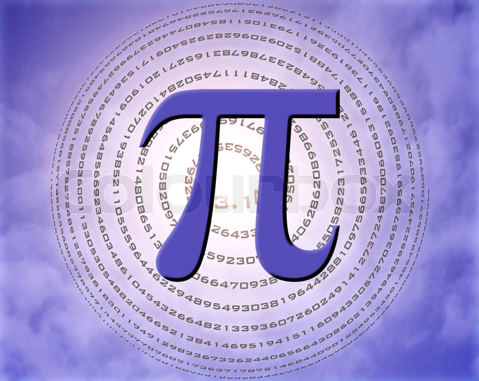 griechischen Buchstaben pi über Spirale der pi Figuren gemacht Stock