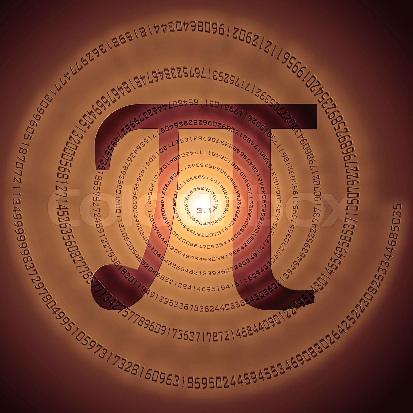 griechischen Buchstaben pi über Spirale der pi Figuren gemacht Stock